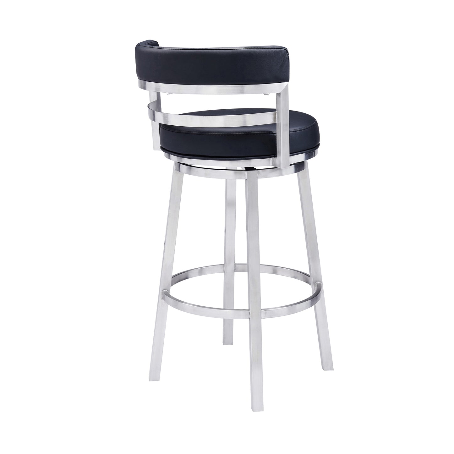 Titana Swivel Faux Leather and Brushed Stainless Steel Bar Stool