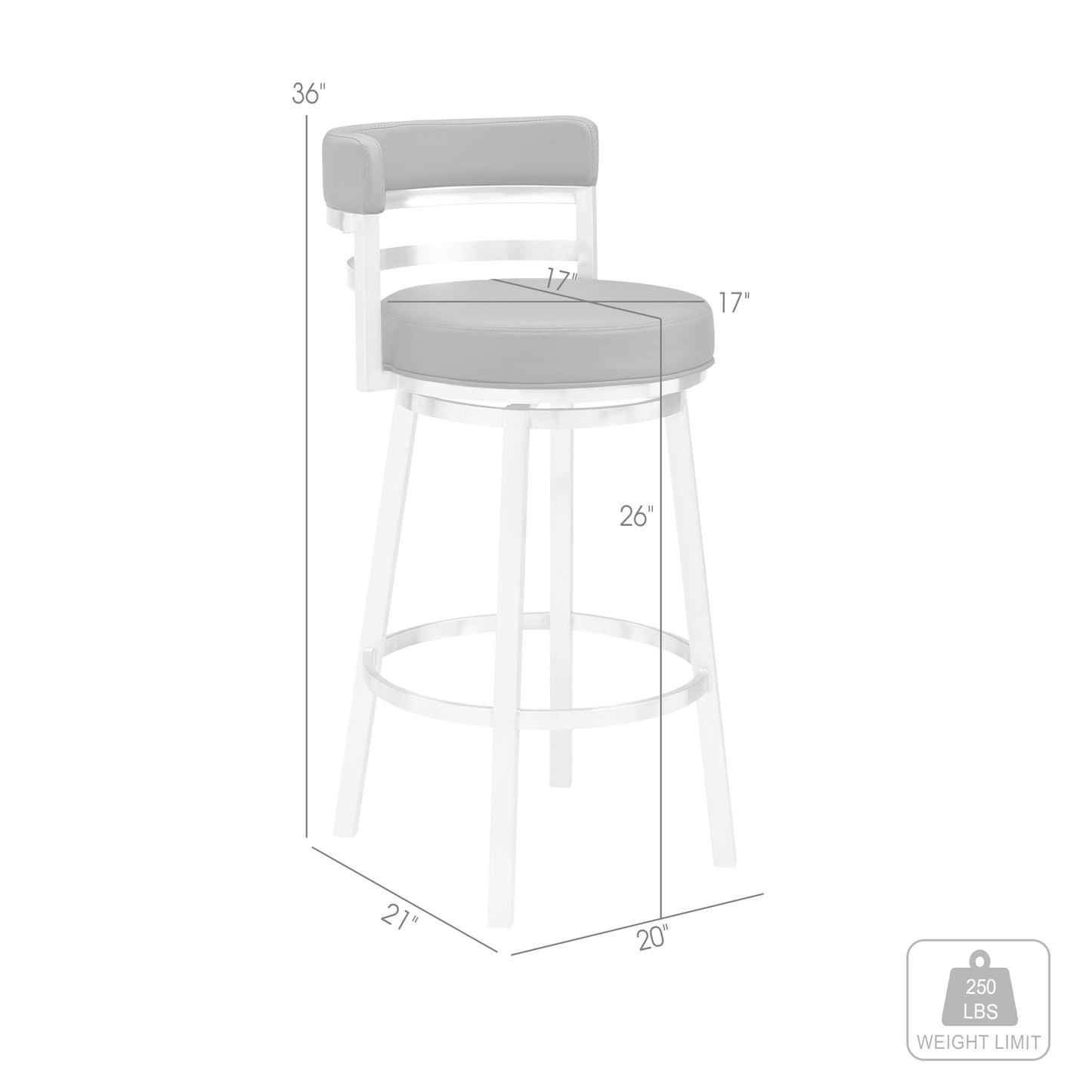 Titana Swivel Faux Leather and Brushed Stainless Steel Bar Stool