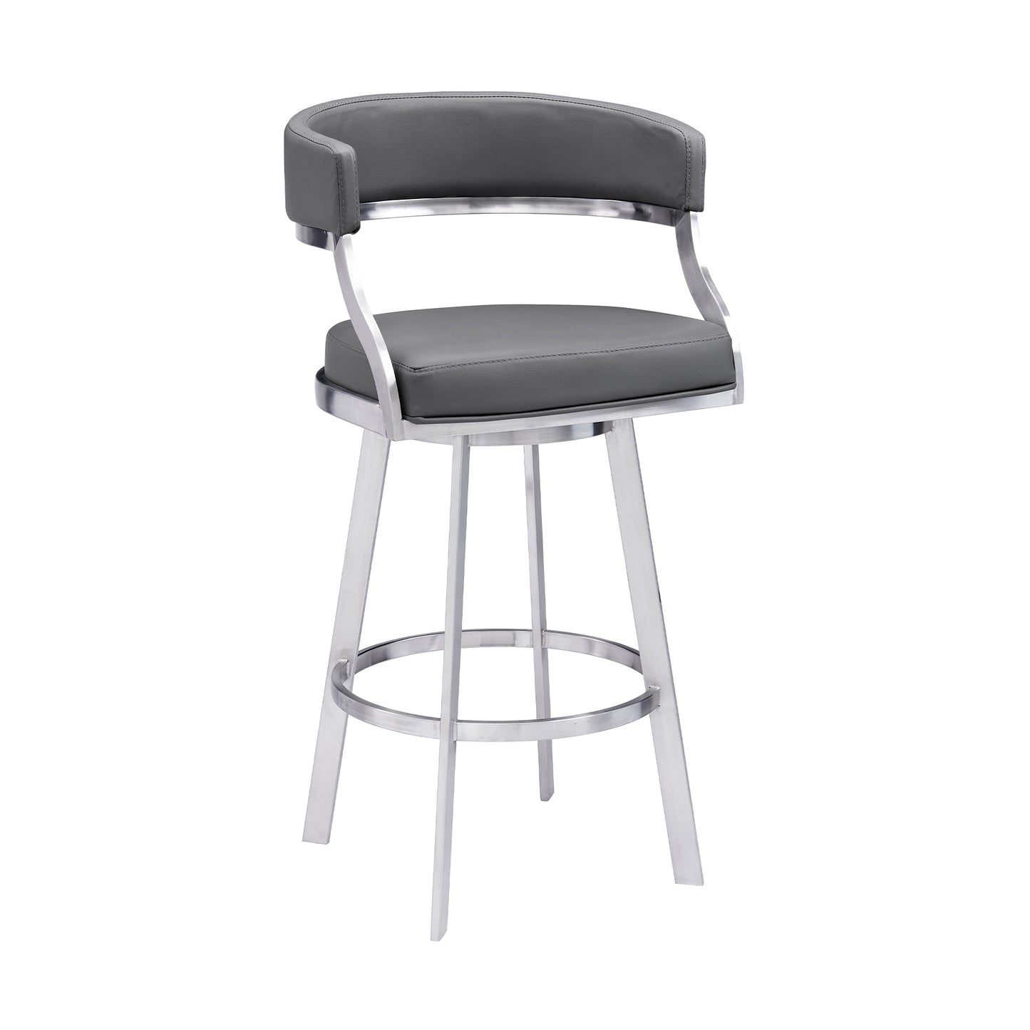 Dione Counter and Bar Height Swivel Barstool with Faux Leather and Metal Base