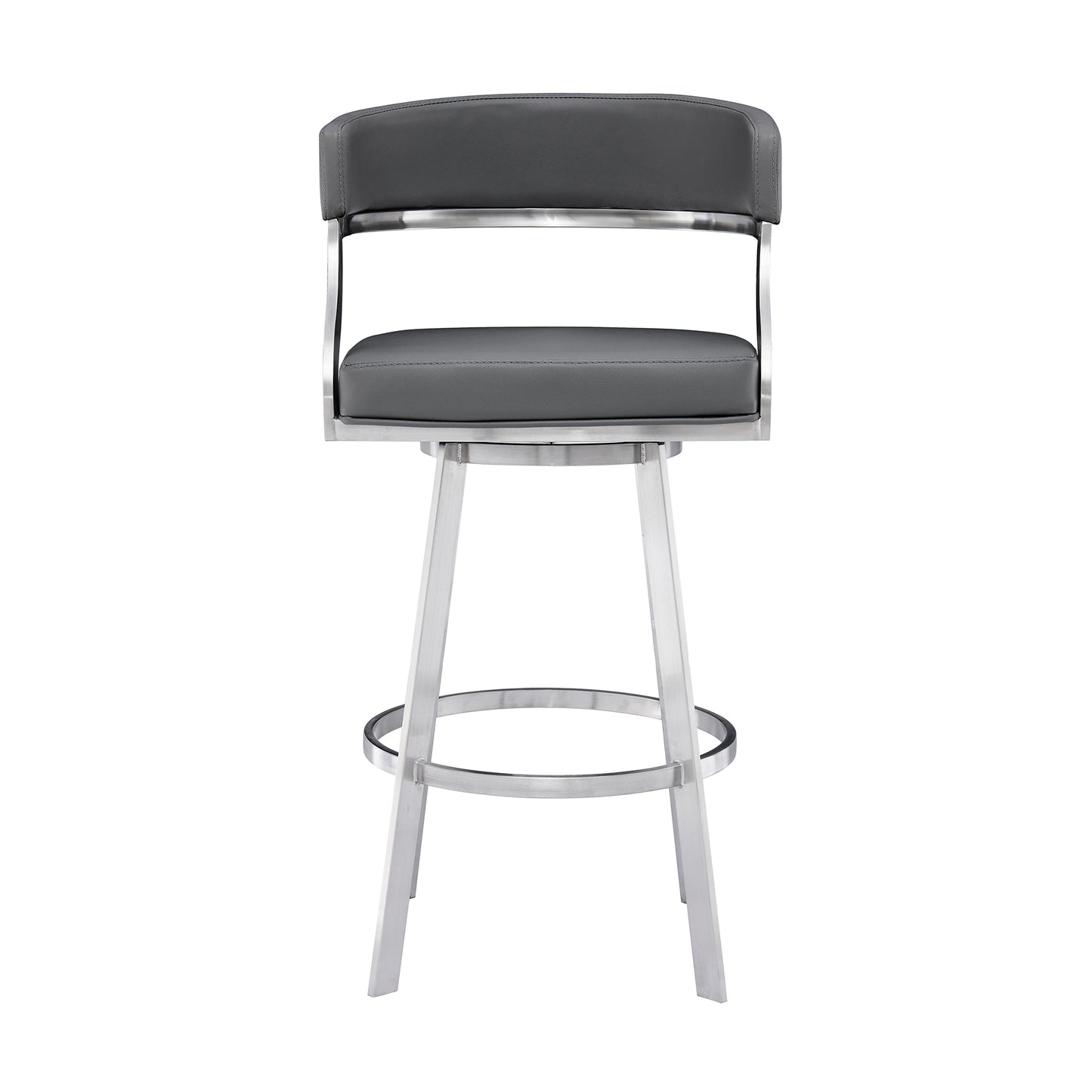 Dione Counter and Bar Height Swivel Barstool with Faux Leather and Metal Base