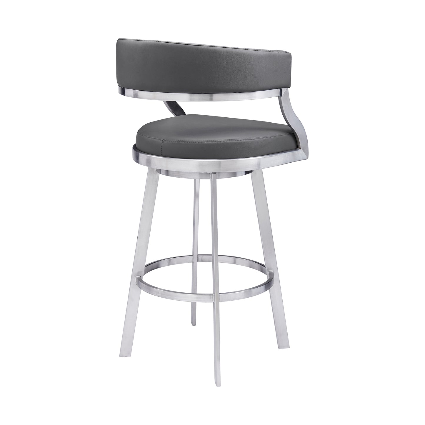 Dione Counter and Bar Height Swivel Barstool with Faux Leather and Metal Base