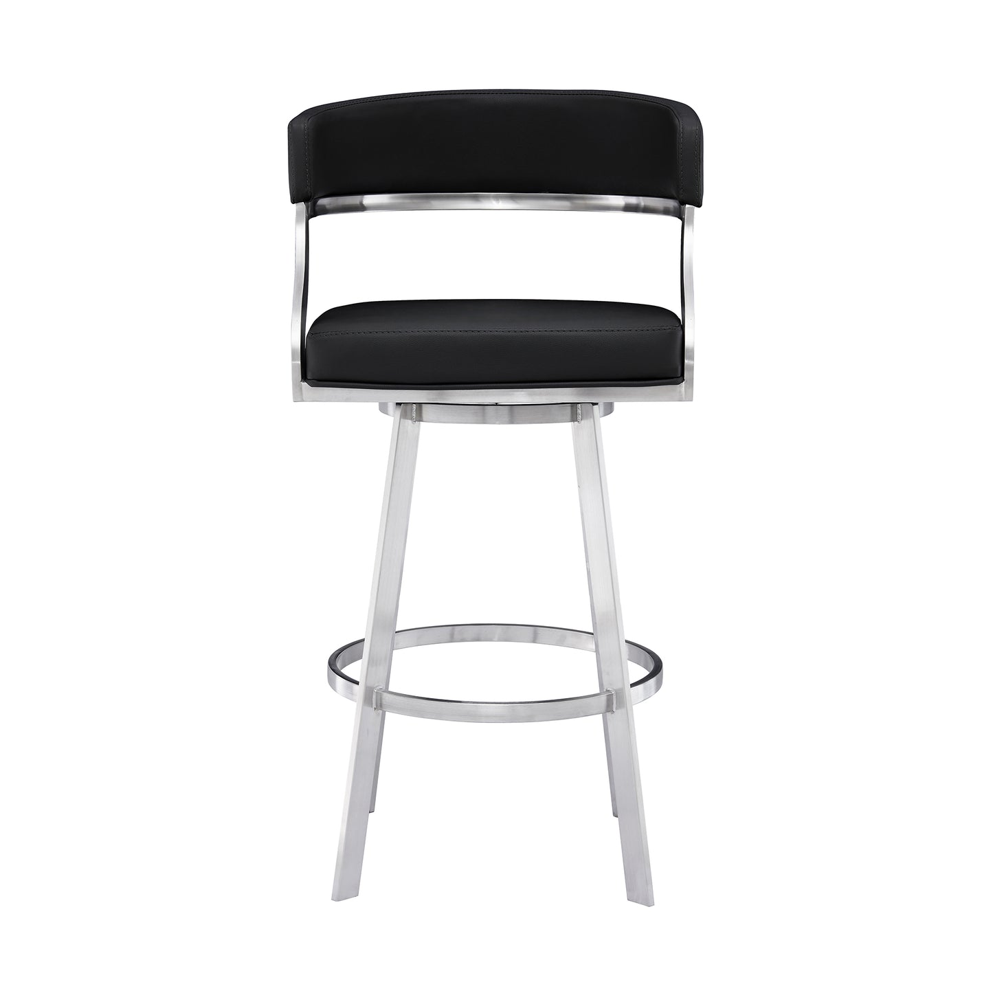 Dione Counter and Bar Height Swivel Barstool with Faux Leather and Metal Base