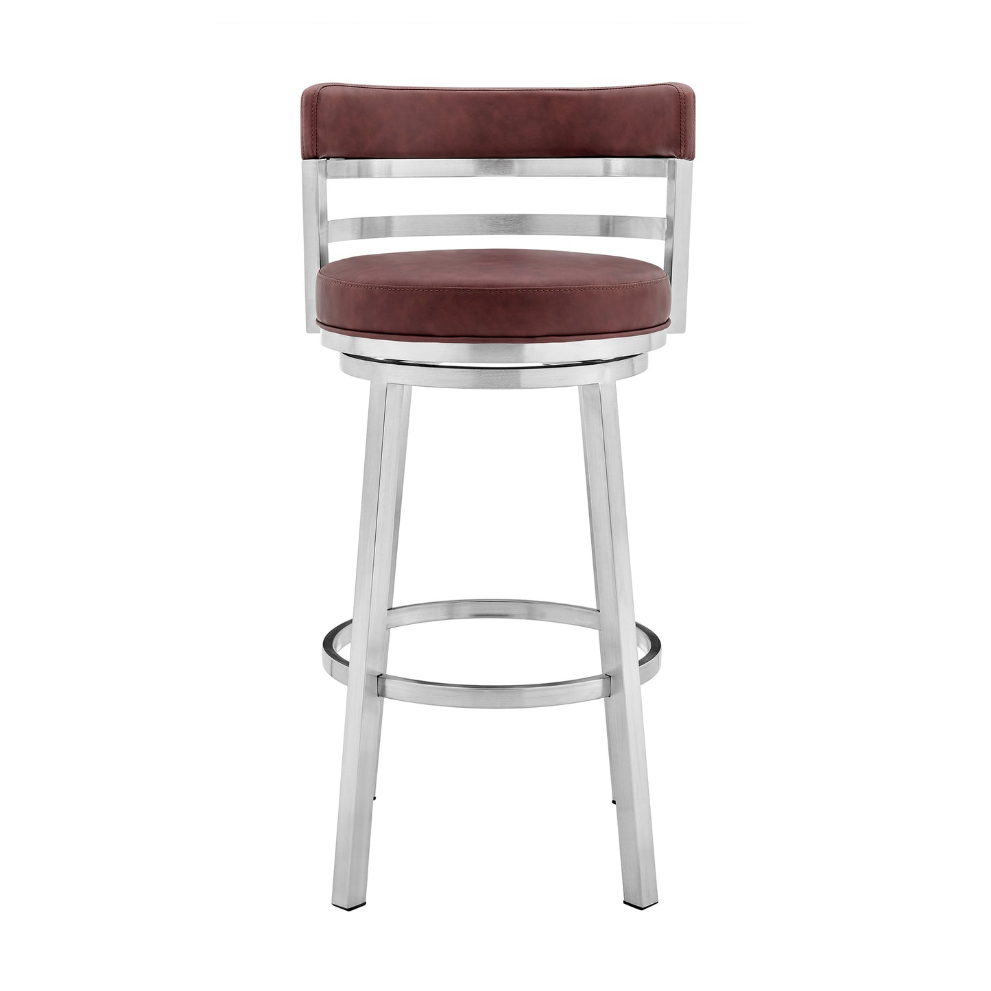 Titana Swivel Faux Leather and Brushed Stainless Steel Bar Stool