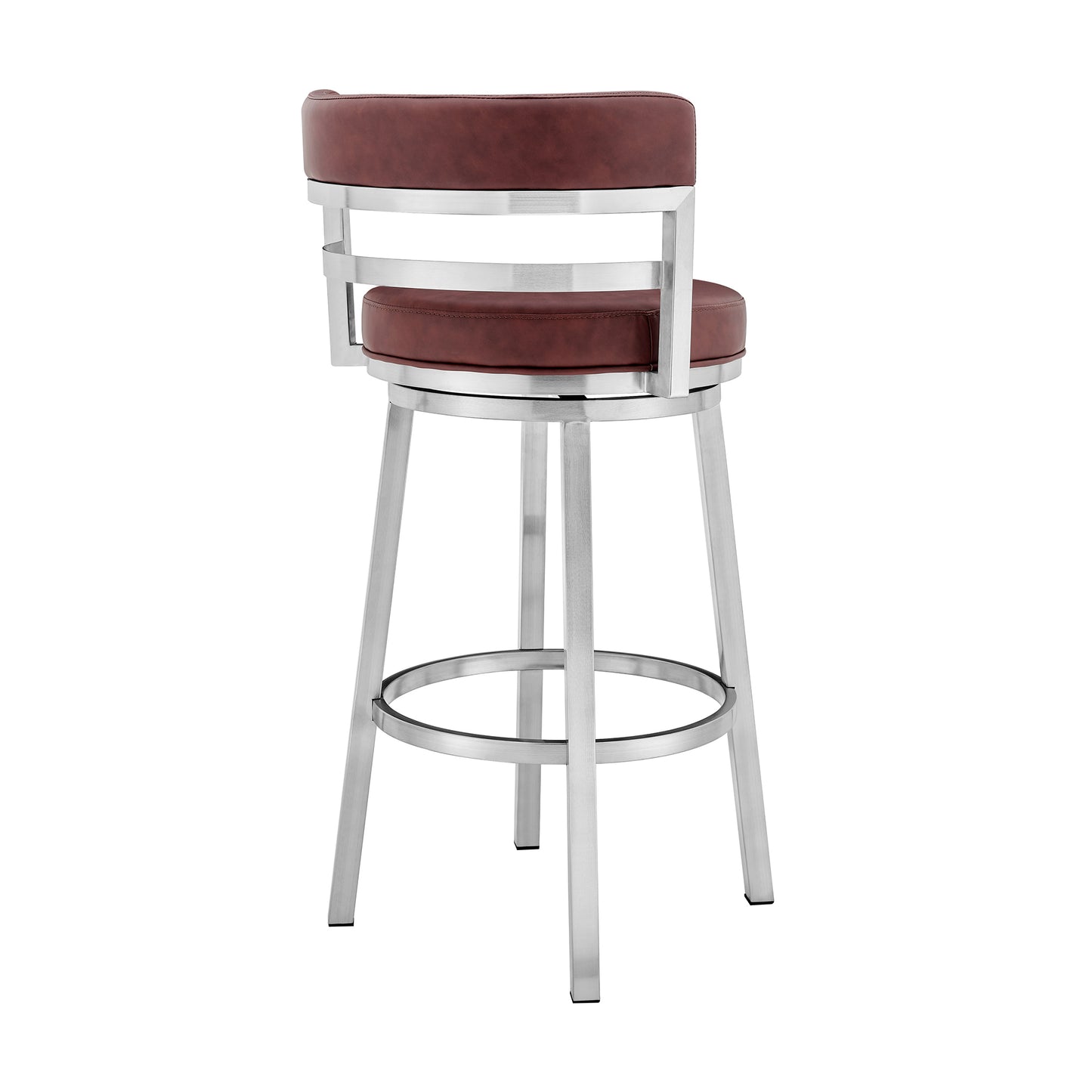 Titana Swivel Faux Leather and Brushed Stainless Steel Bar Stool
