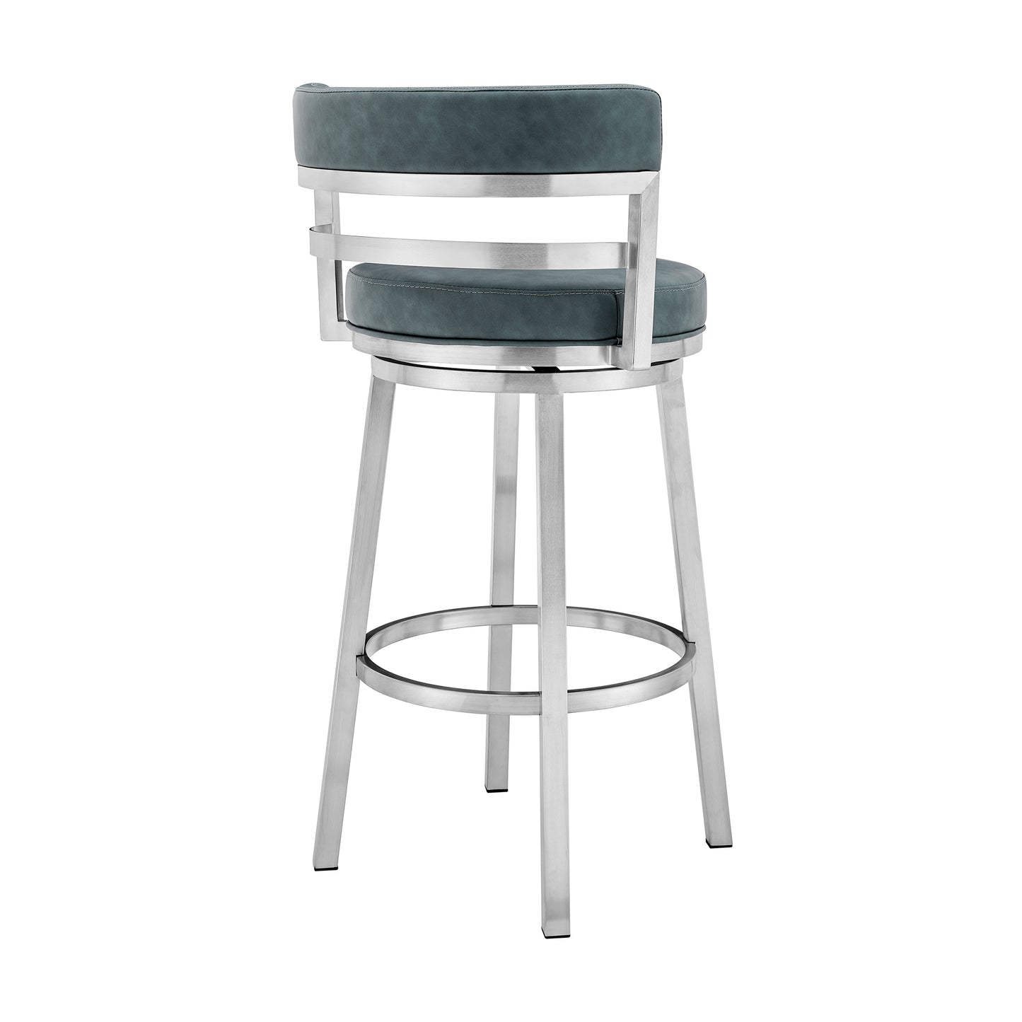 Titana Swivel Faux Leather and Brushed Stainless Steel Bar Stool