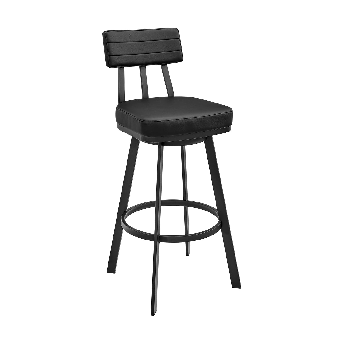 Jinab Swivel Bar and Counter Stool in Metal and Faux Leather