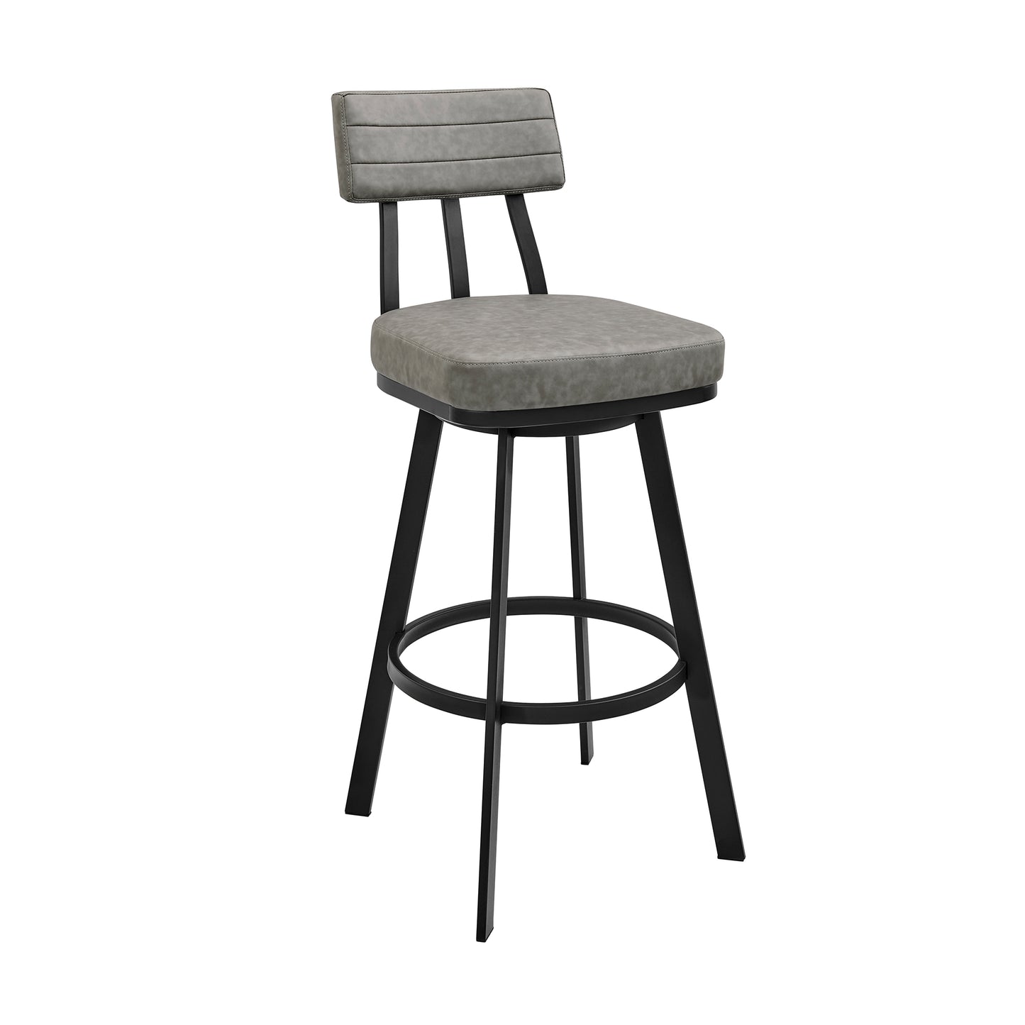 Jinab Swivel Bar and Counter Stool in Metal and Faux Leather