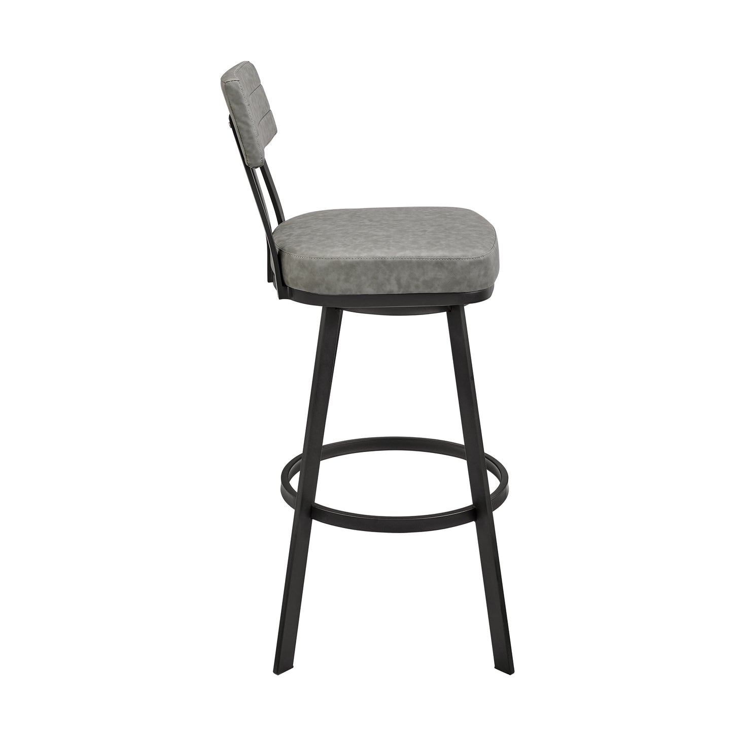 Jinab Swivel Bar and Counter Stool in Metal and Faux Leather