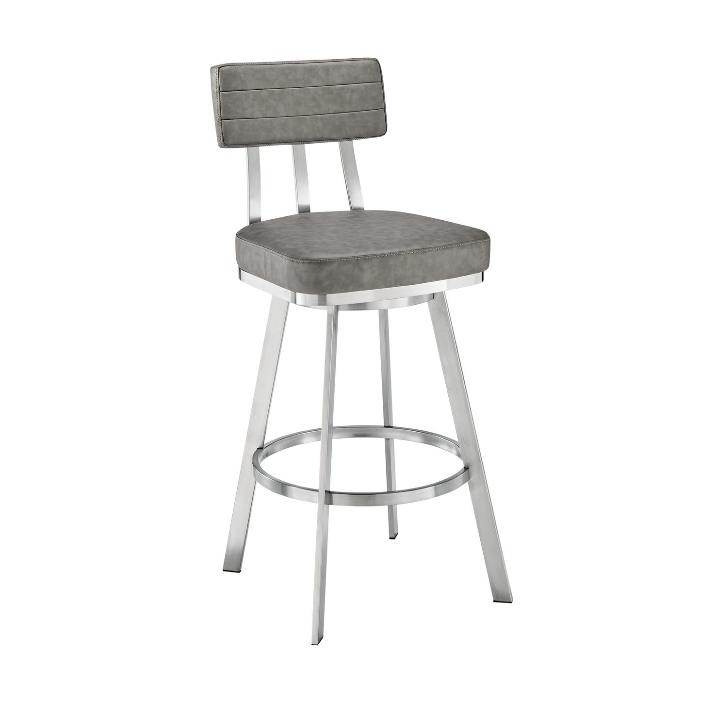 Jinab Swivel Bar and Counter Stool in Metal and Faux Leather