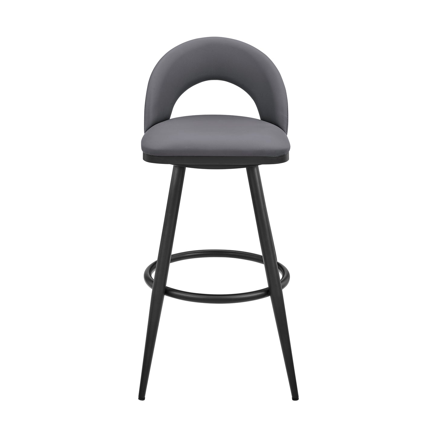 Lottech Swivel Counter and Bar Stool in Brushed Stainless Steel and Black or Faux Leather
