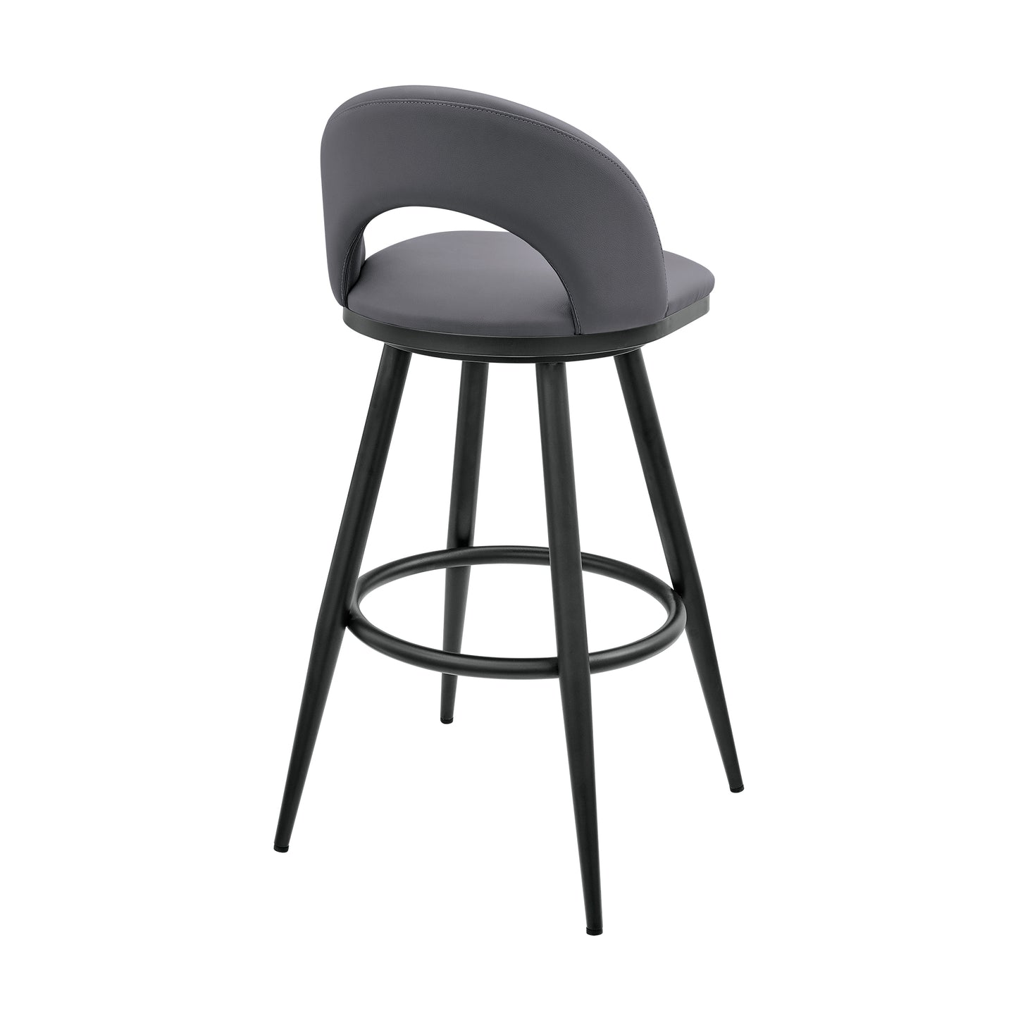Lottech Swivel Counter and Bar Stool in Brushed Stainless Steel and Black or Faux Leather