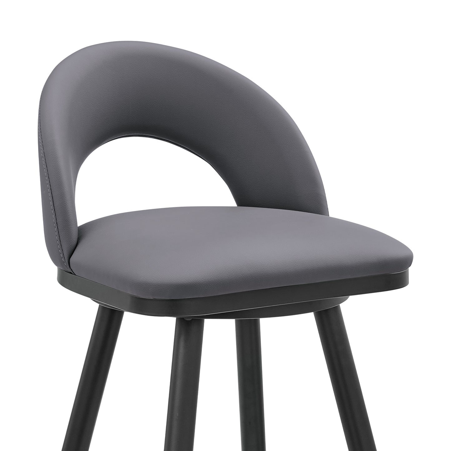 Lottech Swivel Counter and Bar Stool in Brushed Stainless Steel and Black or Faux Leather