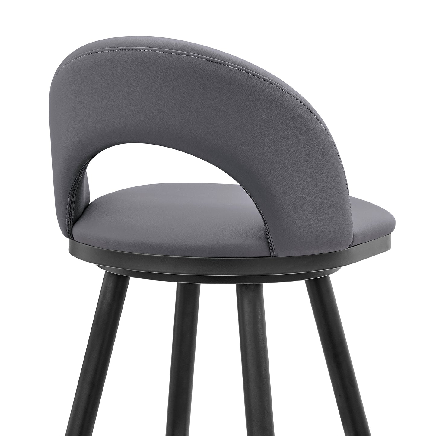 Lottech Swivel Counter and Bar Stool in Brushed Stainless Steel and Black or Faux Leather