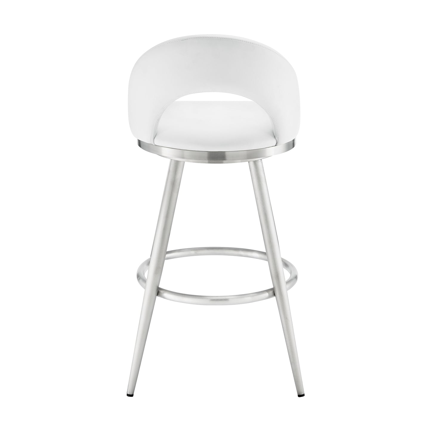 Lottech Swivel Counter and Bar Stool in Brushed Stainless Steel and Black or Faux Leather