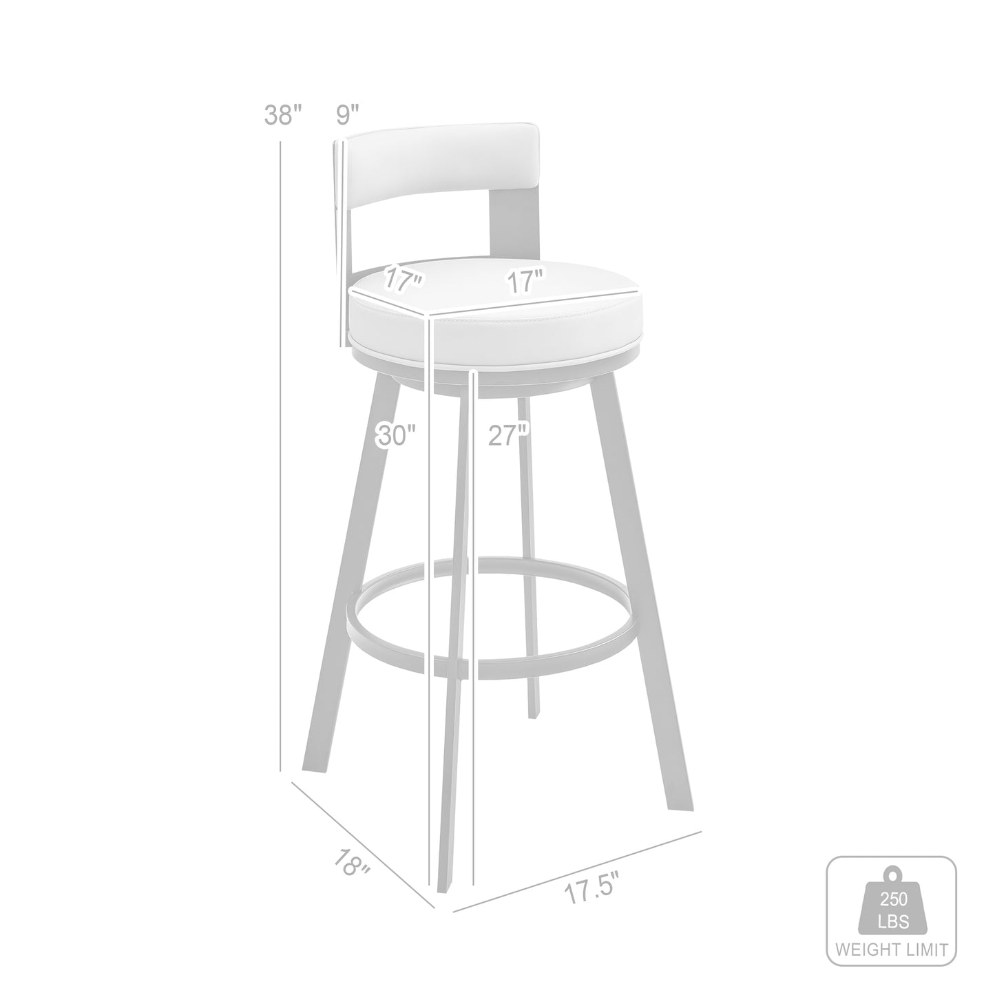 Lynof Swivel Bar and Counter Stool in Various Metal and Faux Leather Options