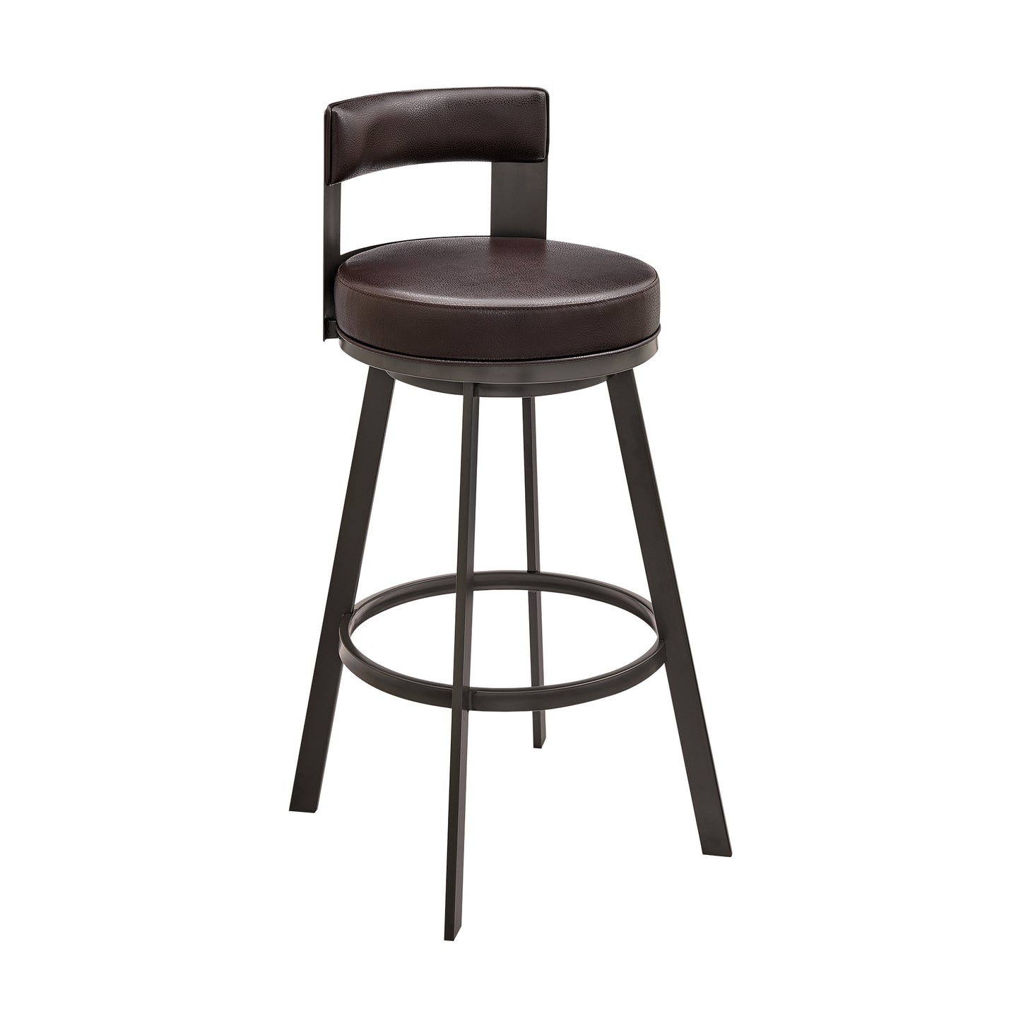 Lynof Swivel Bar and Counter Stool in Various Metal and Faux Leather Options
