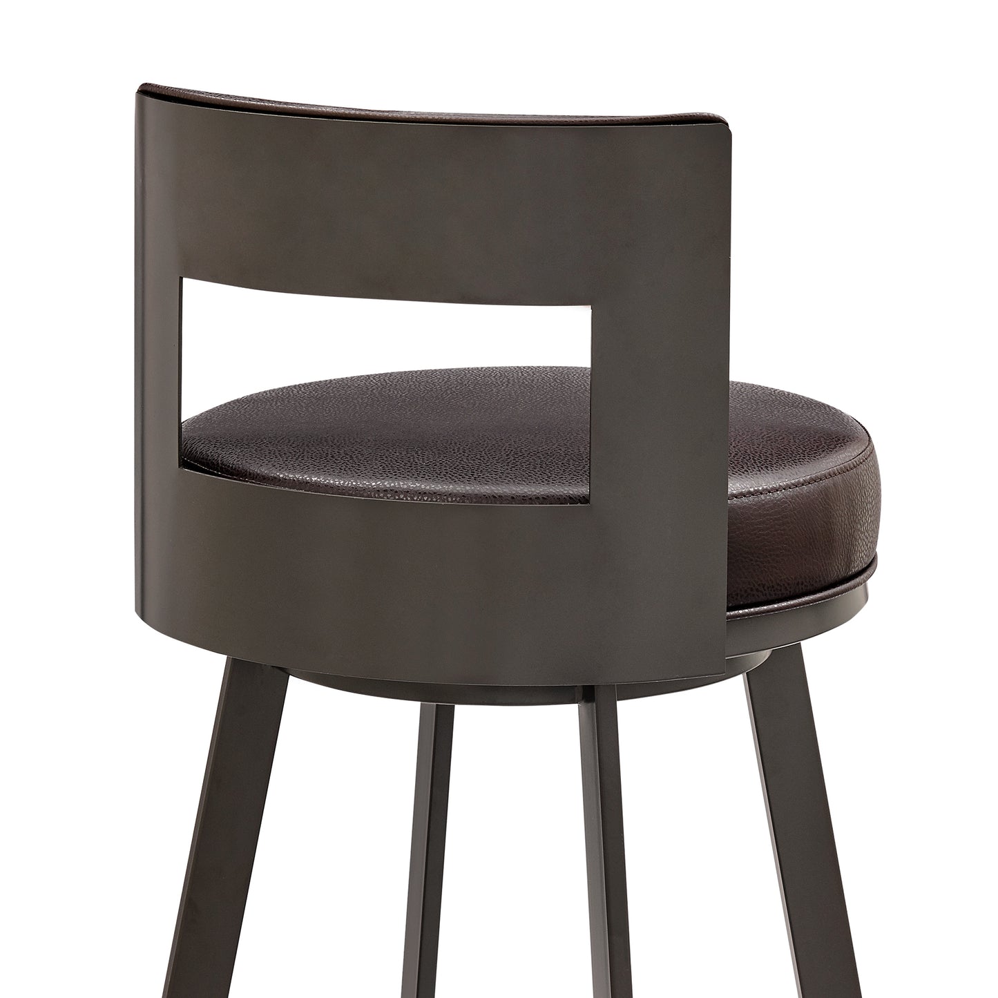 Lynof Swivel Bar and Counter Stool in Various Metal and Faux Leather Options