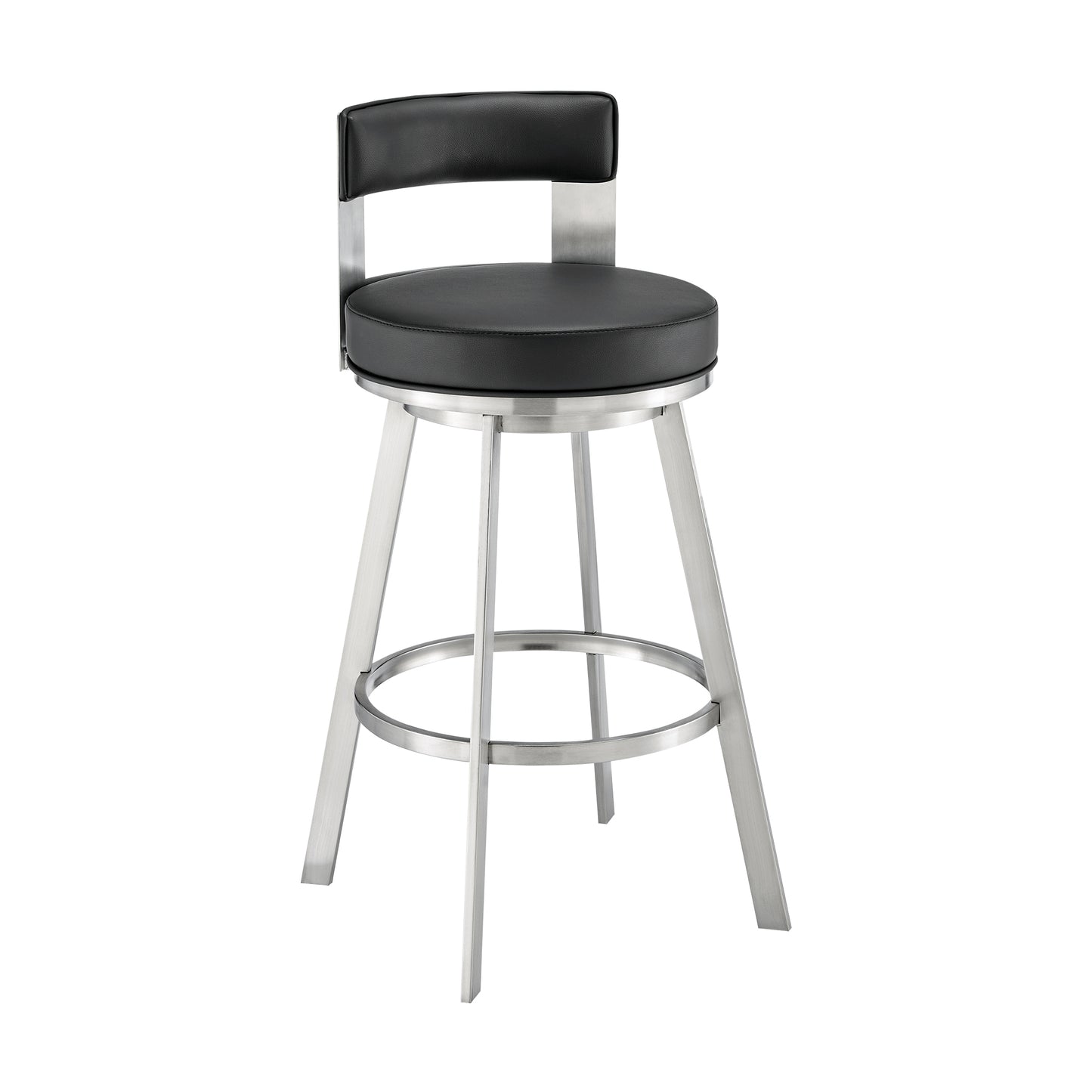 Lynof Swivel Bar and Counter Stool in Various Metal and Faux Leather Options