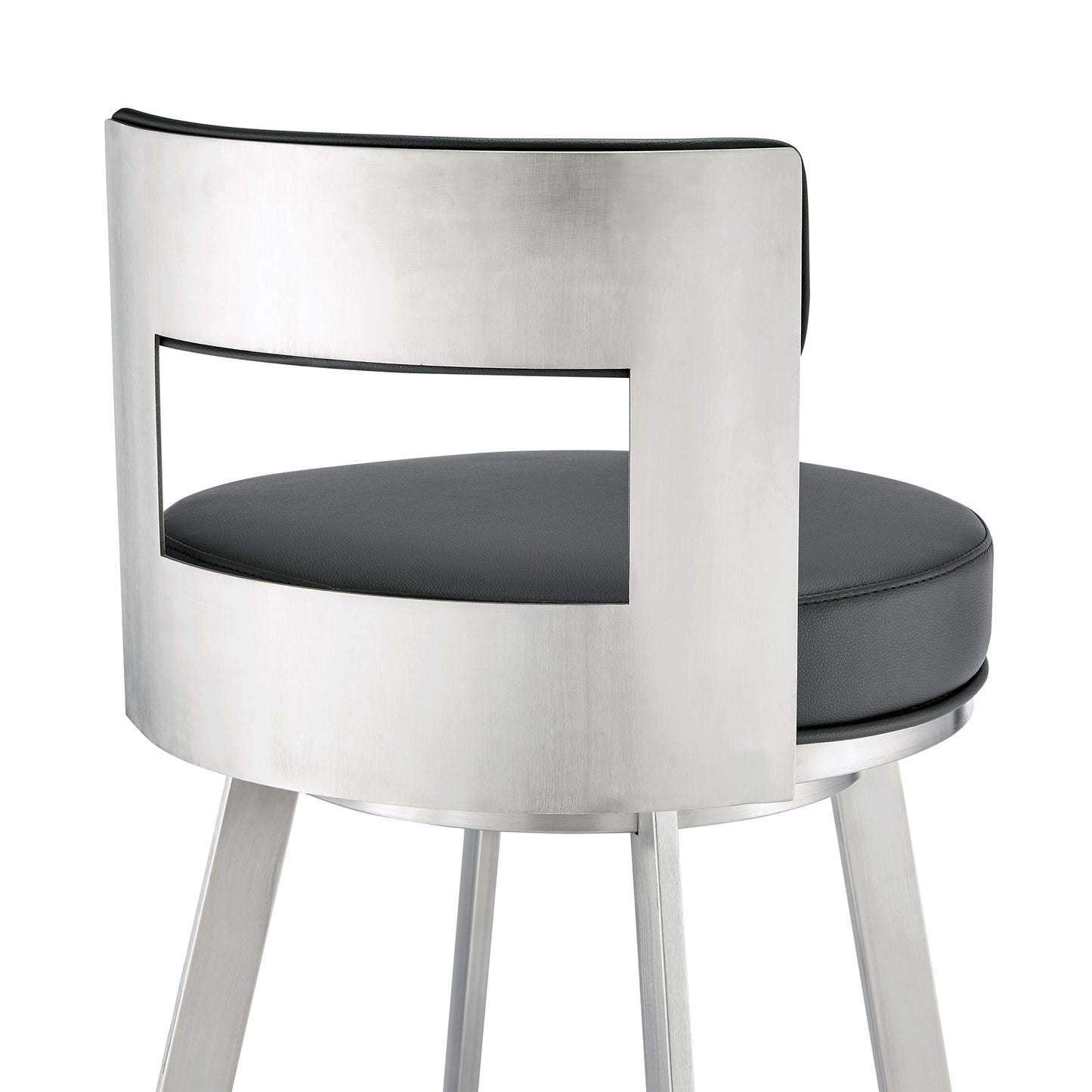 Lynof Swivel Bar and Counter Stool in Various Metal and Faux Leather Options