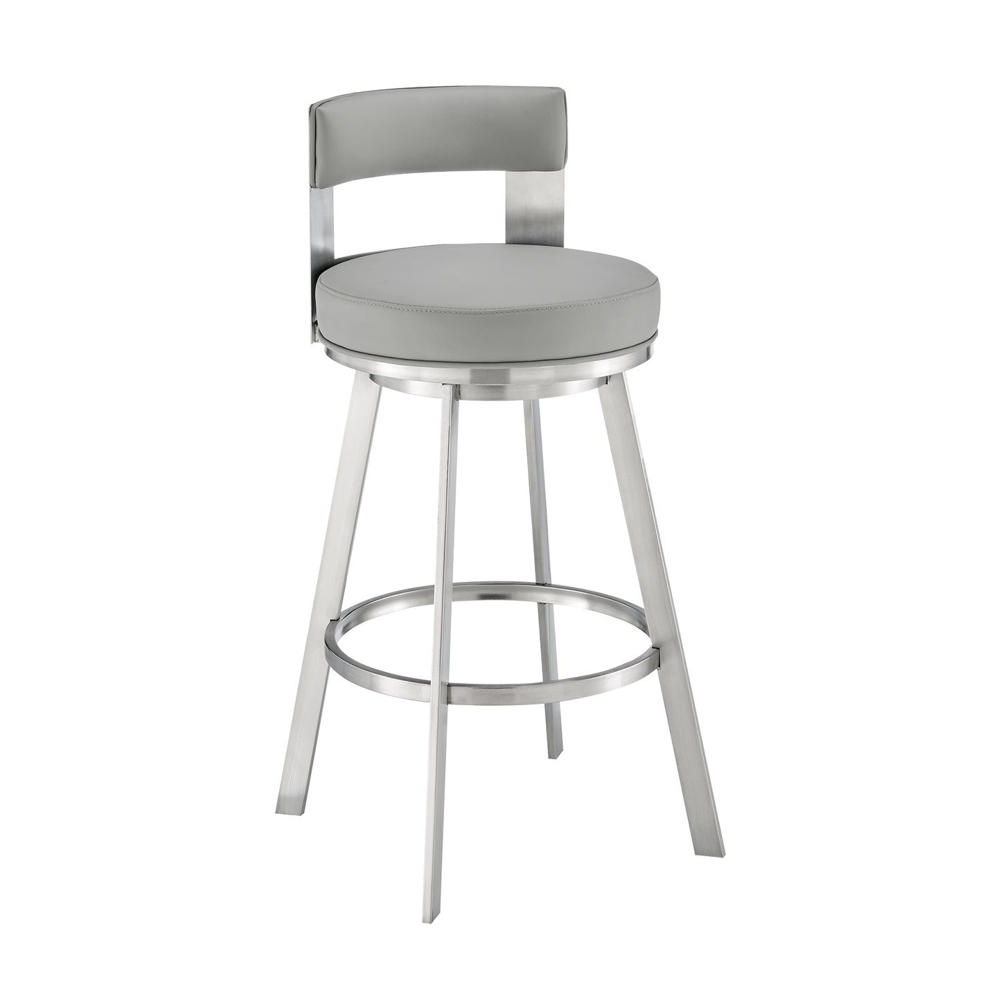 Lynof Swivel Bar and Counter Stool in Various Metal and Faux Leather Options