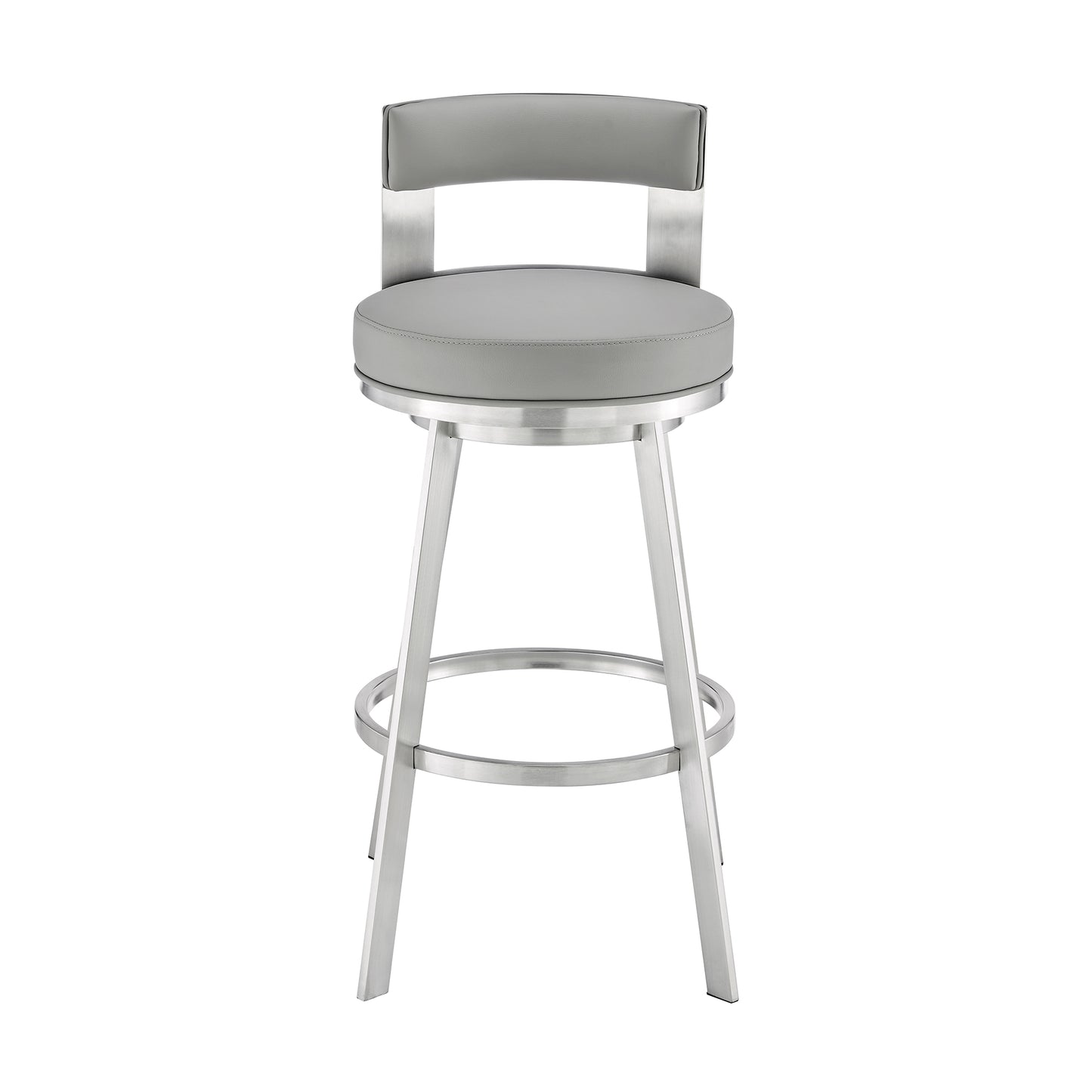 Lynof Swivel Bar and Counter Stool in Various Metal and Faux Leather Options