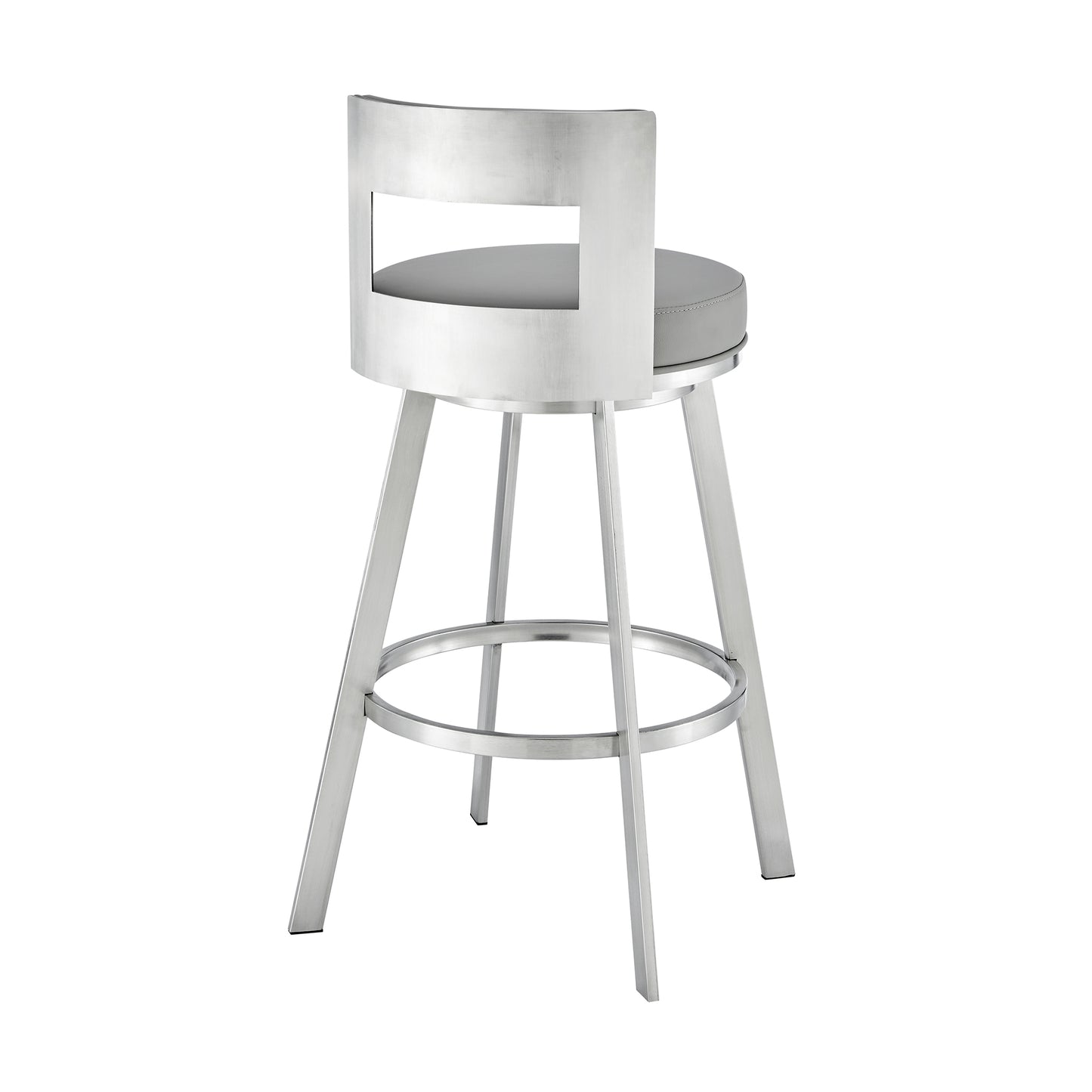 Lynof Swivel Bar and Counter Stool in Various Metal and Faux Leather Options