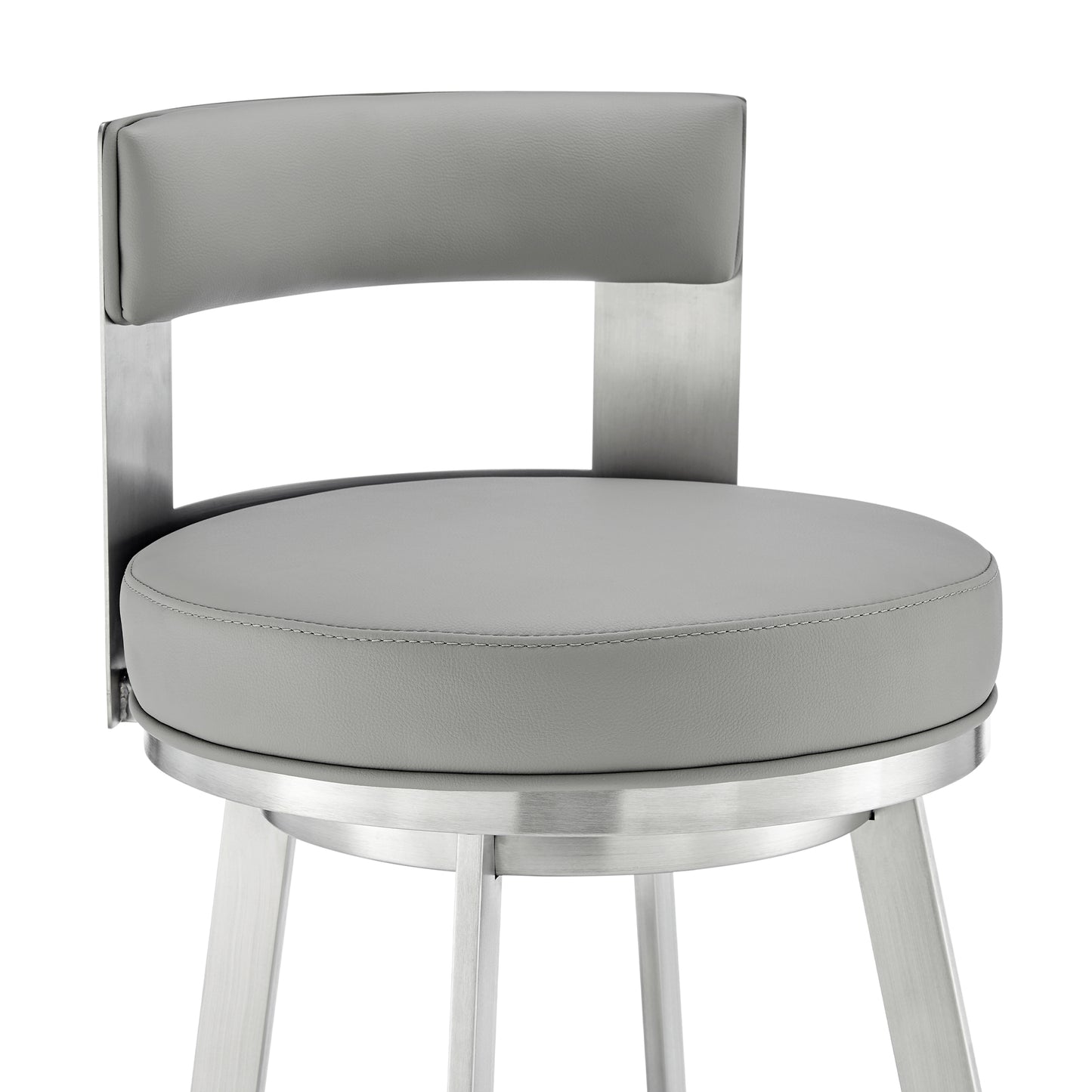 Lynof Swivel Bar and Counter Stool in Various Metal and Faux Leather Options