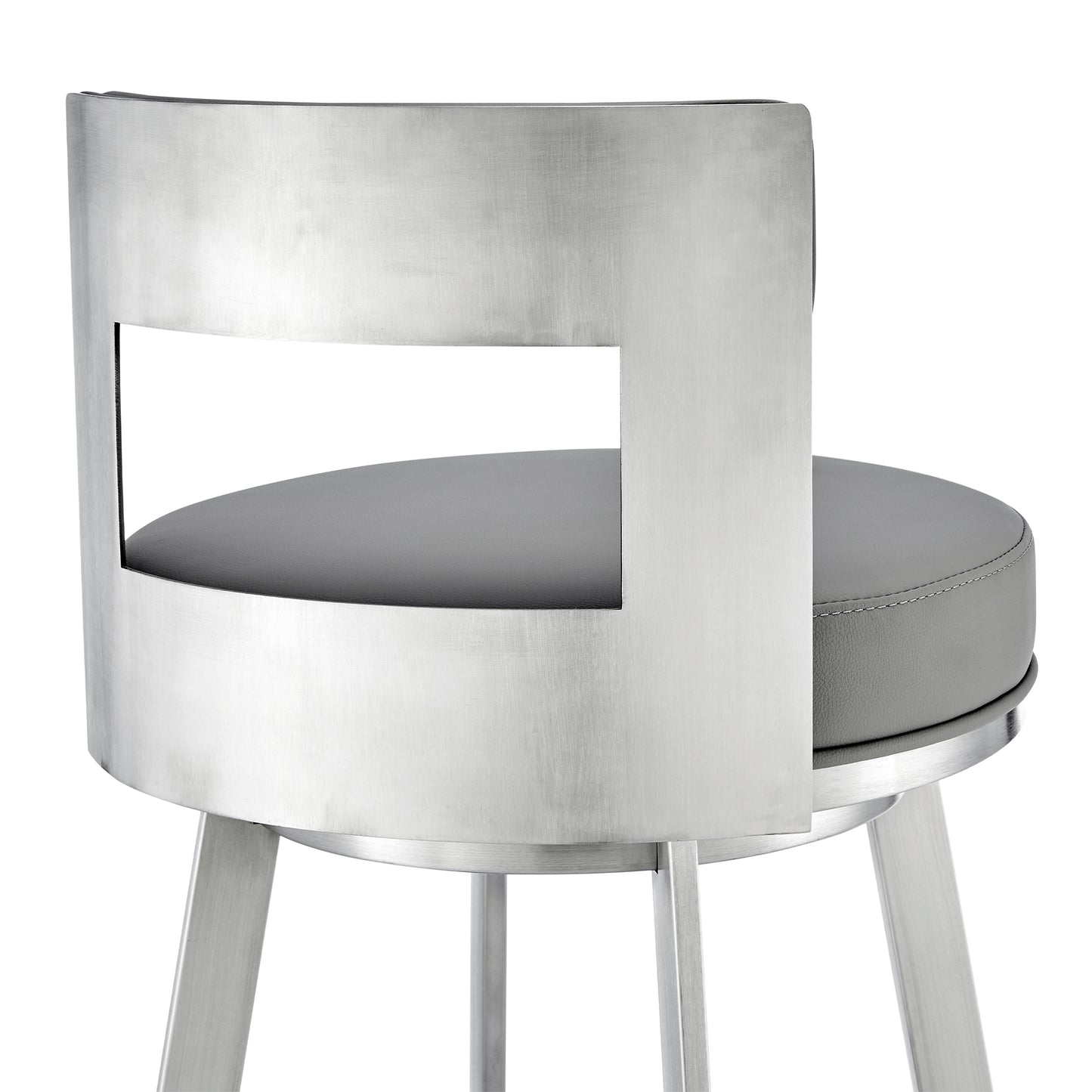 Lynof Swivel Bar and Counter Stool in Various Metal and Faux Leather Options