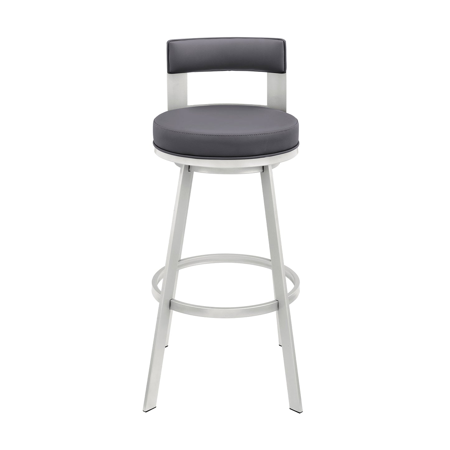 Lynof Swivel Bar and Counter Stool in Various Metal and Faux Leather Options