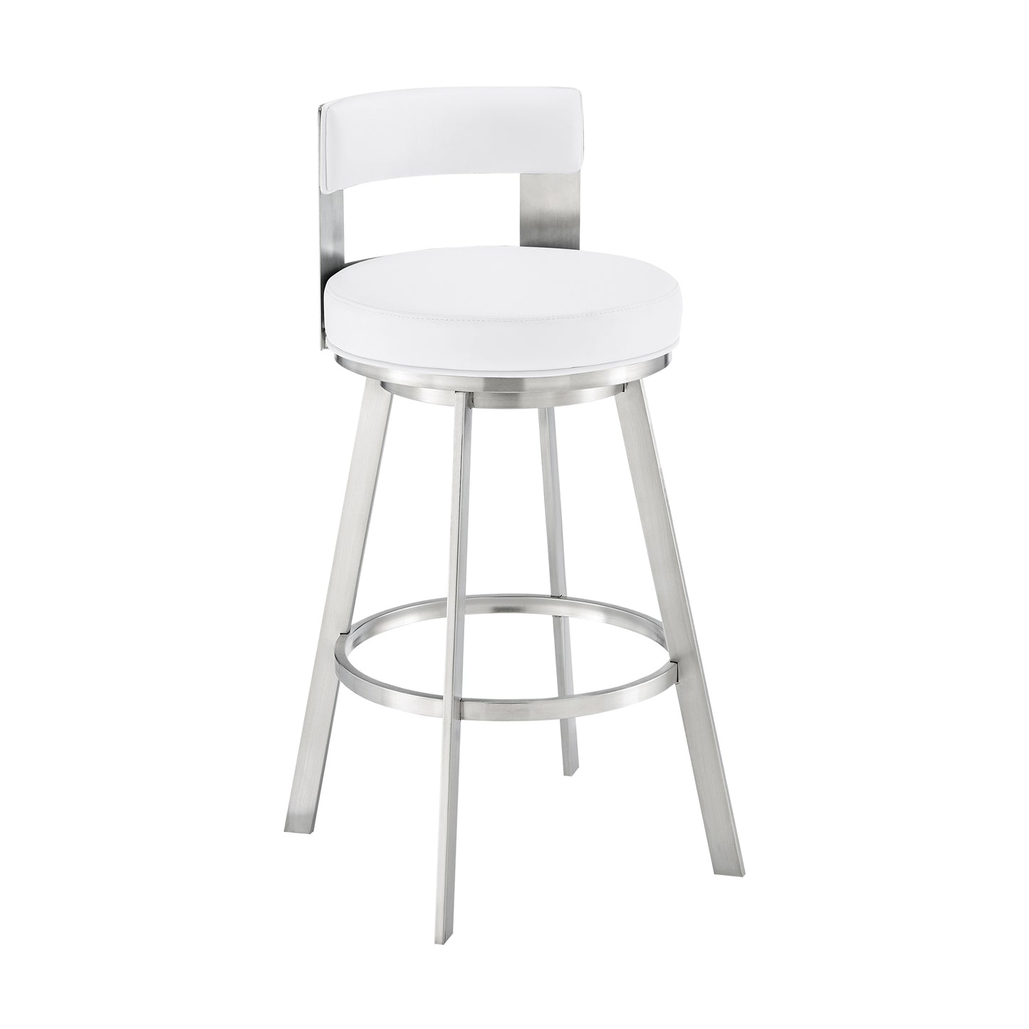 Lynof Swivel Bar and Counter Stool in Various Metal and Faux Leather Options