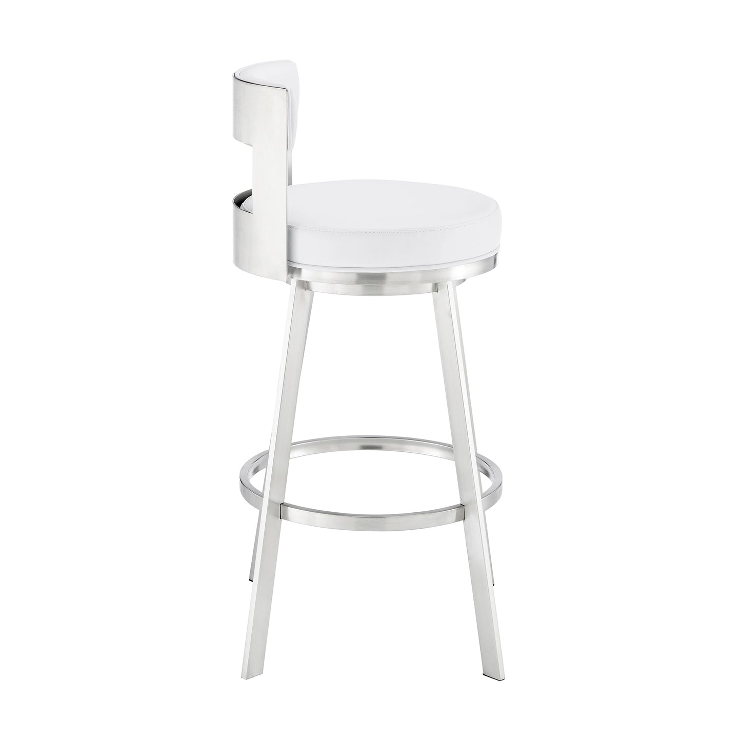 Lynof Swivel Bar and Counter Stool in Various Metal and Faux Leather Options