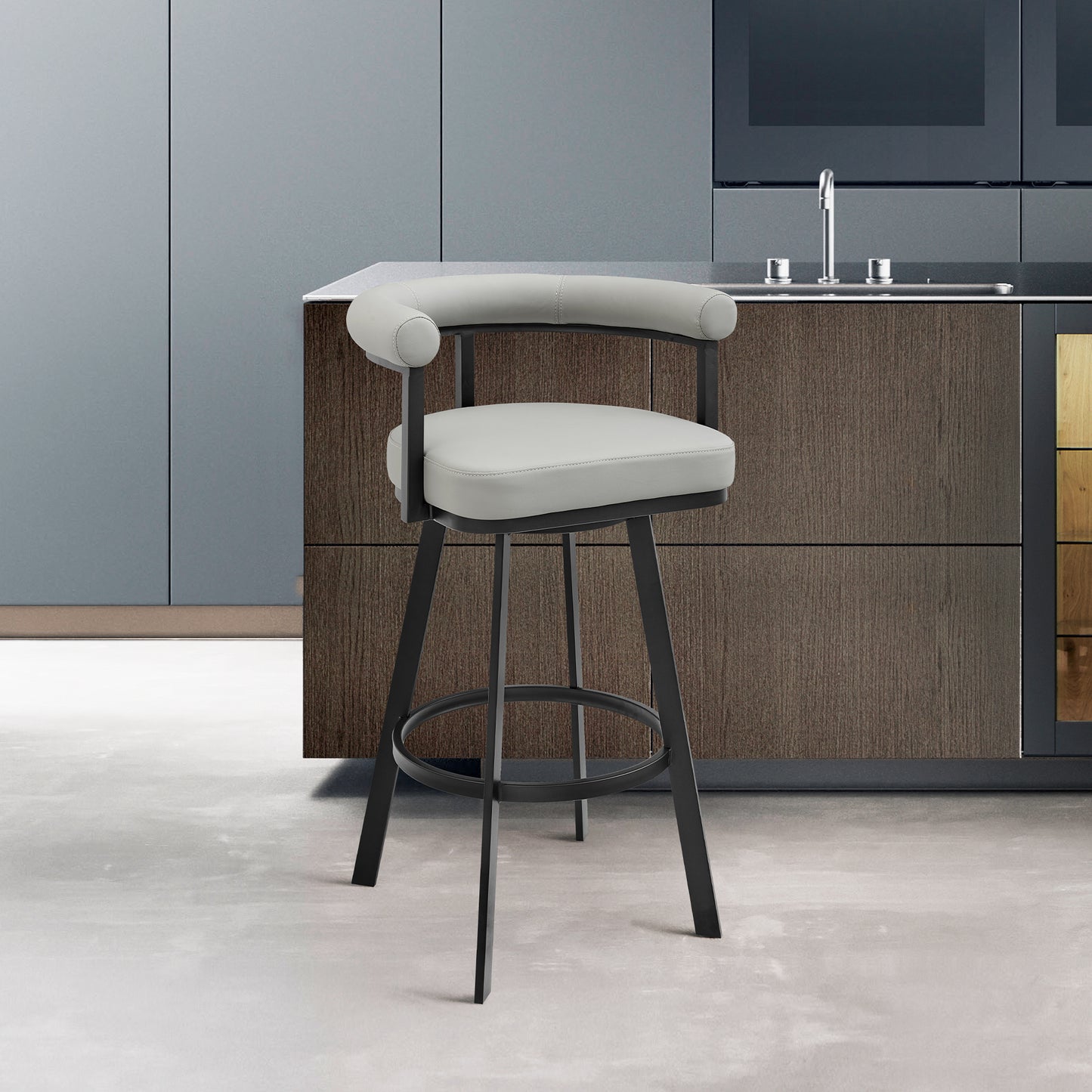 Nolagam Swivel Bar and Counter Stool in Metal and Faux Leather