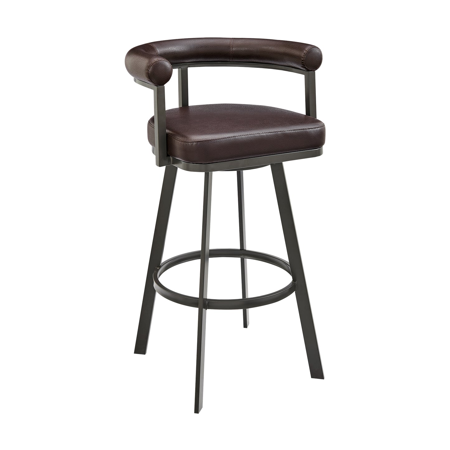 Nolagam Swivel Bar and Counter Stool in Metal and Faux Leather