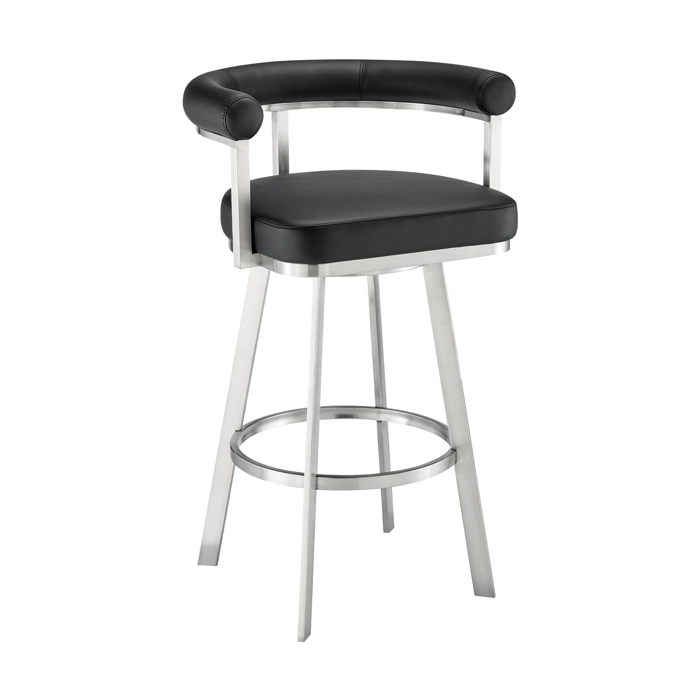 Nolagam Swivel Bar and Counter Stool in Metal and Faux Leather