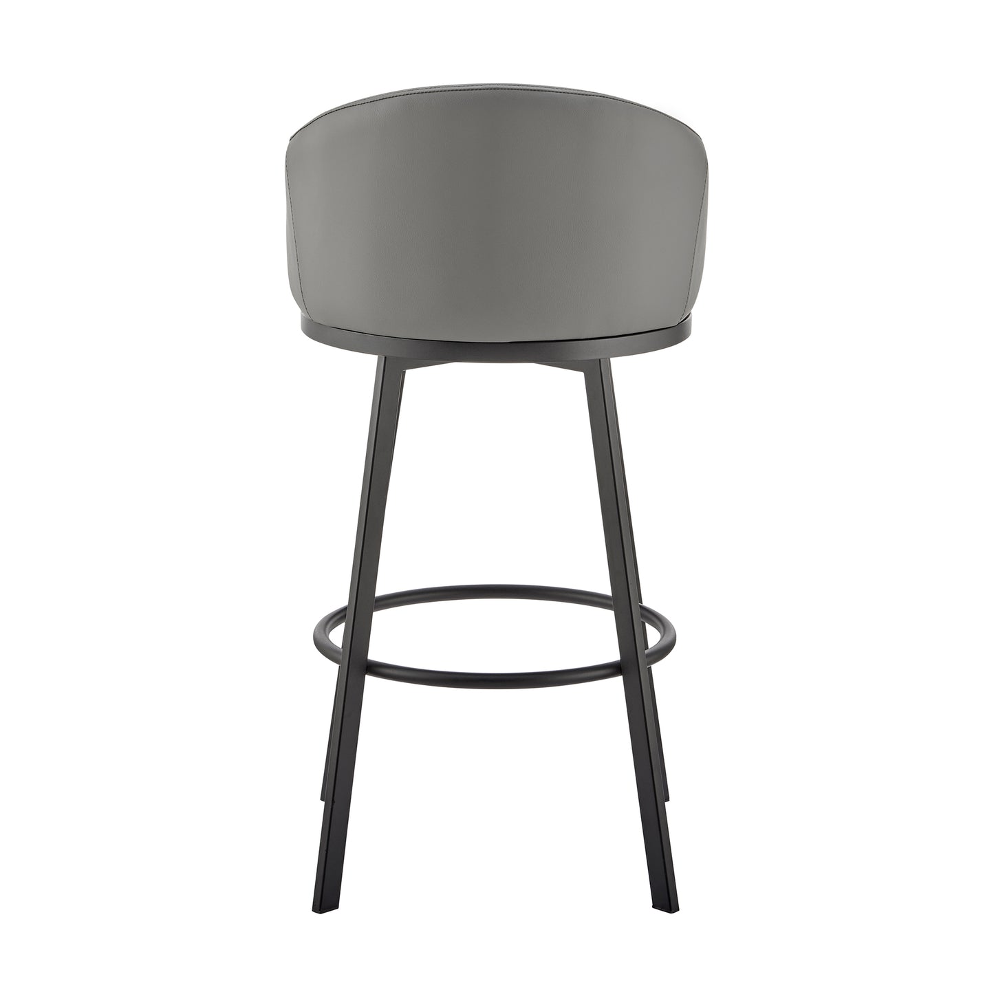 Noran Swivel Counter Stool in Black Metal with Gray Faux Leather