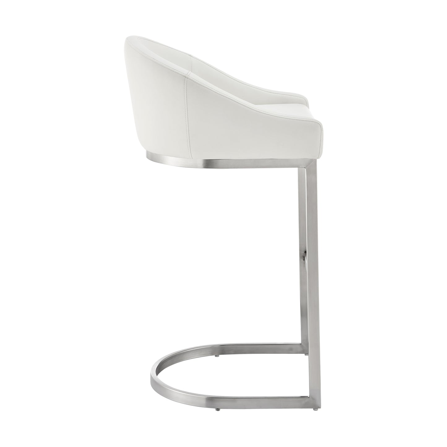 Atherik Bar and Counter Stool in Metal and Stainless Steel with Faux Leather