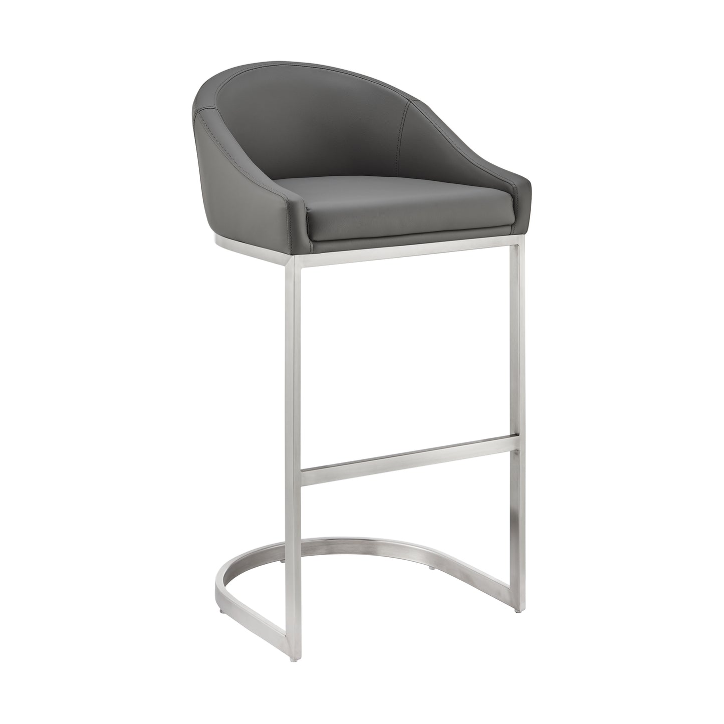 Atherik Bar and Counter Stool in Metal and Stainless Steel with Faux Leather
