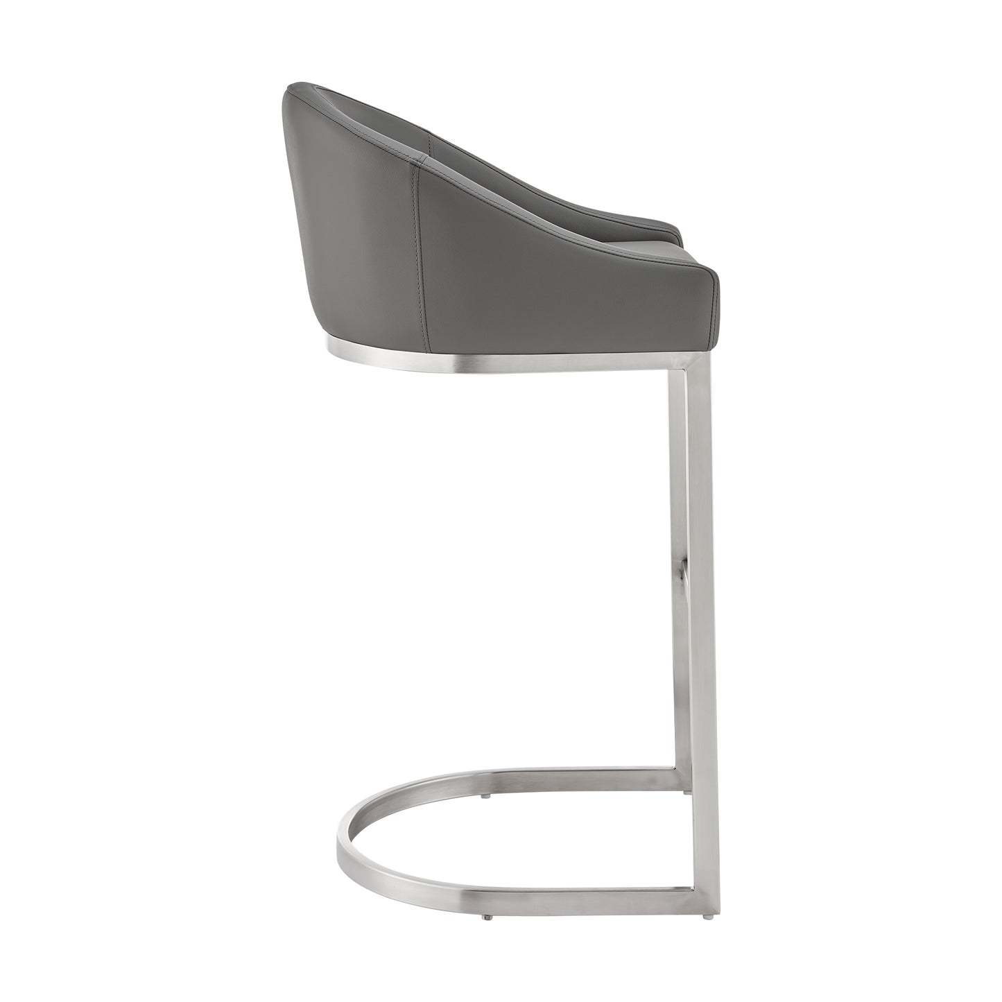 Atherik Bar and Counter Stool in Metal and Stainless Steel with Faux Leather