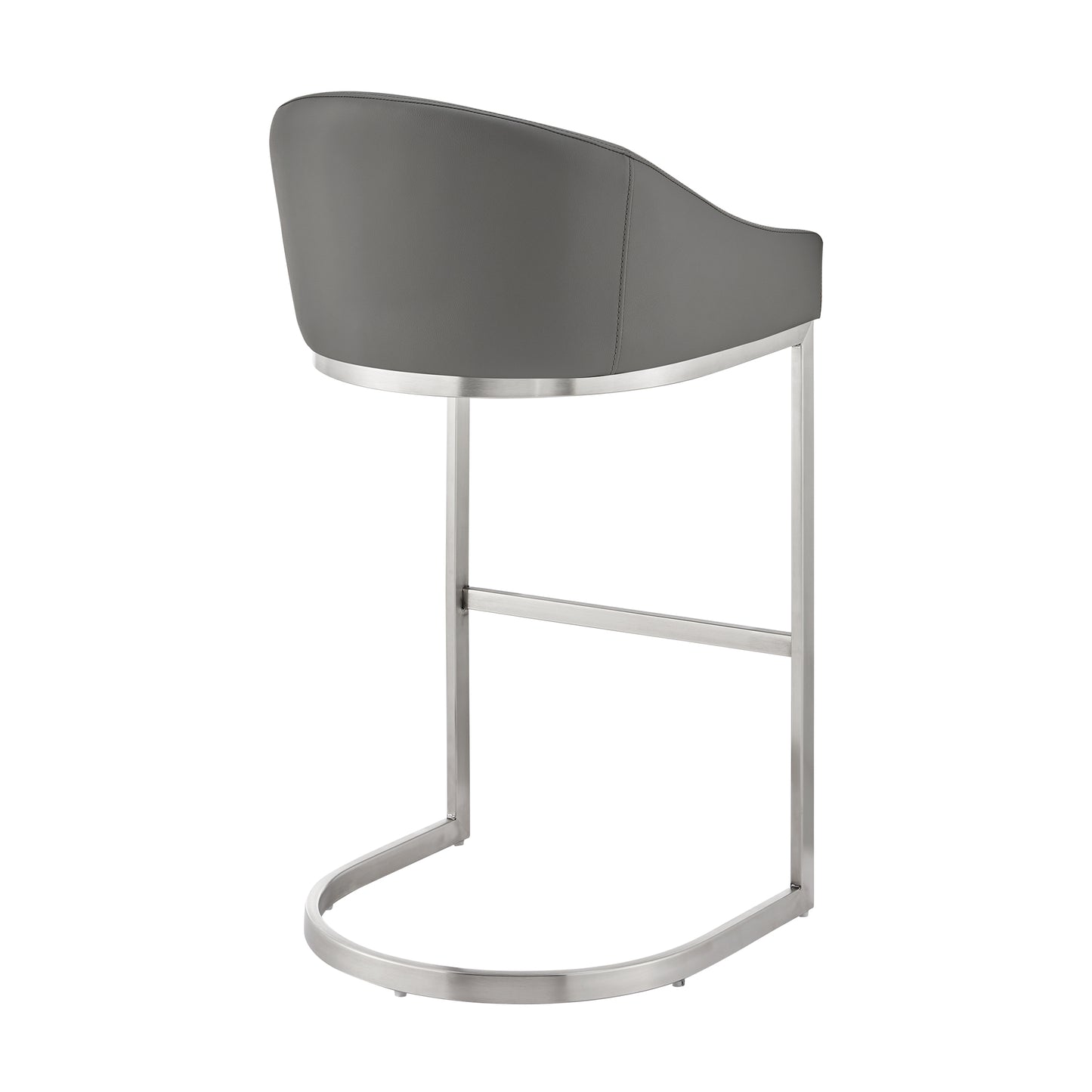 Atherik Bar and Counter Stool in Metal and Stainless Steel with Faux Leather