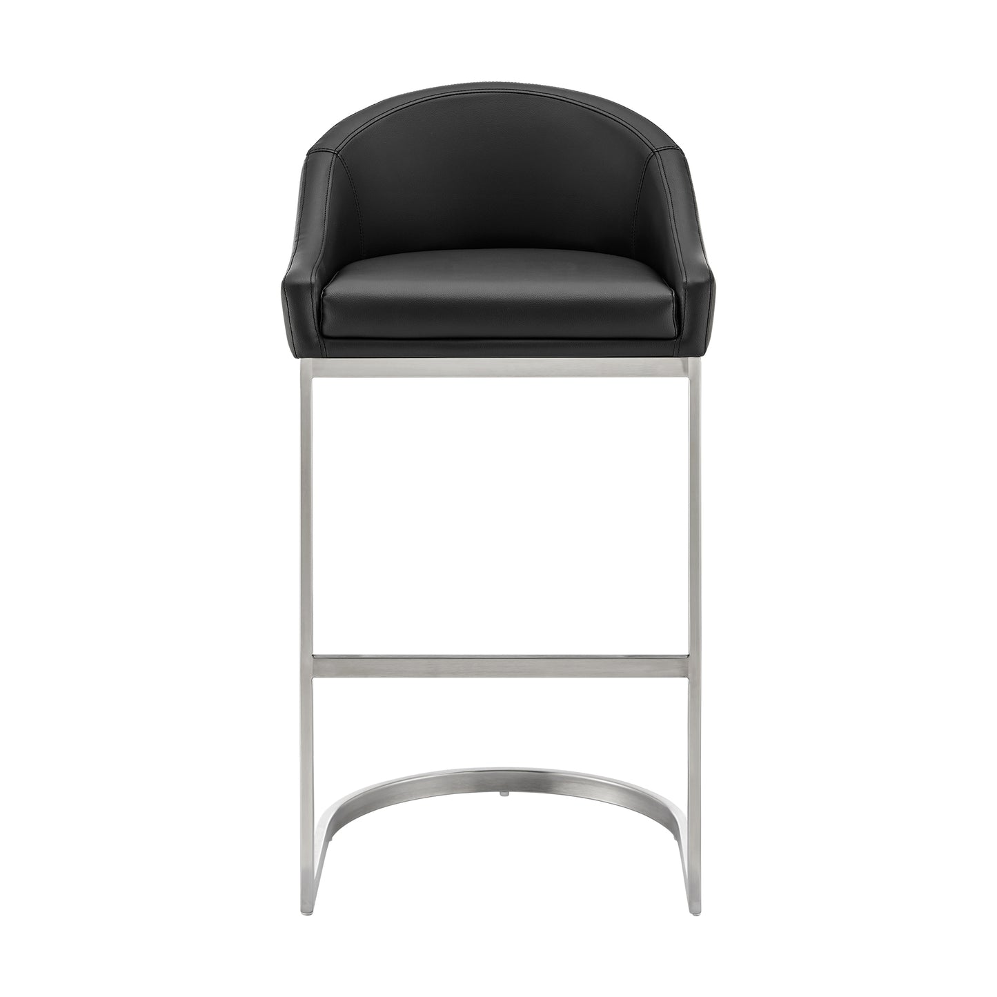 Atherik Bar and Counter Stool in Metal and Stainless Steel with Faux Leather