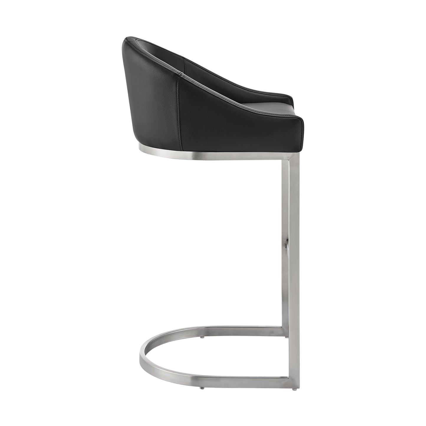 Atherik Bar and Counter Stool in Metal and Stainless Steel with Faux Leather