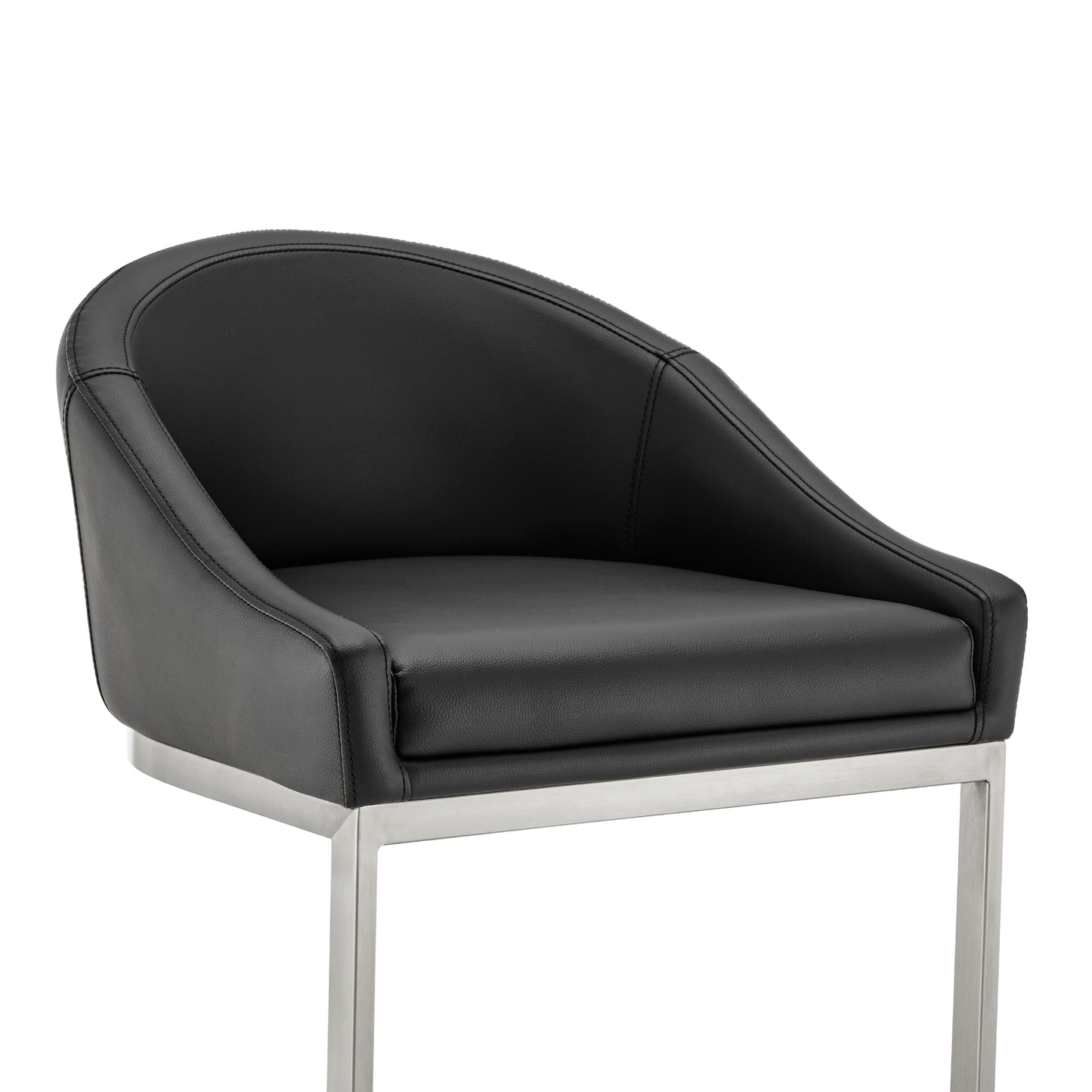 Atherik Bar and Counter Stool in Metal and Stainless Steel with Faux Leather