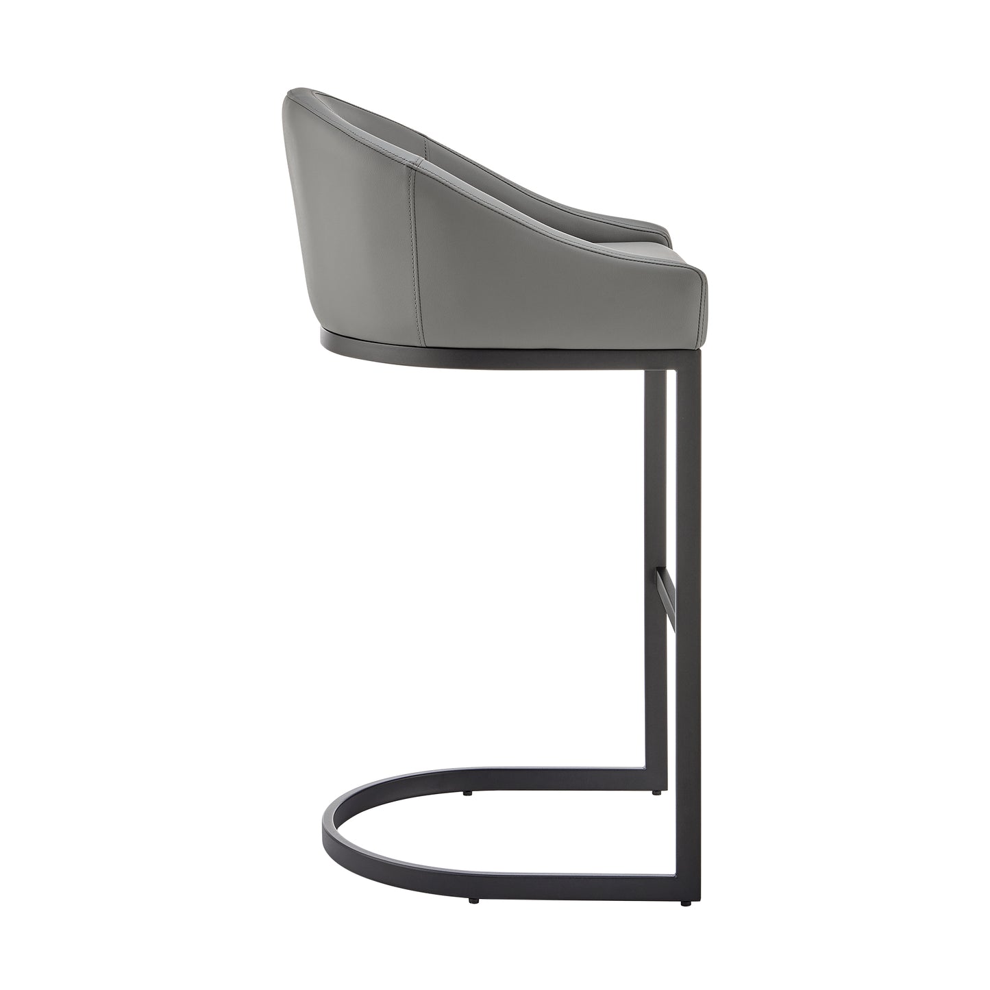 Atherik Bar and Counter Stool in Metal and Stainless Steel with Faux Leather