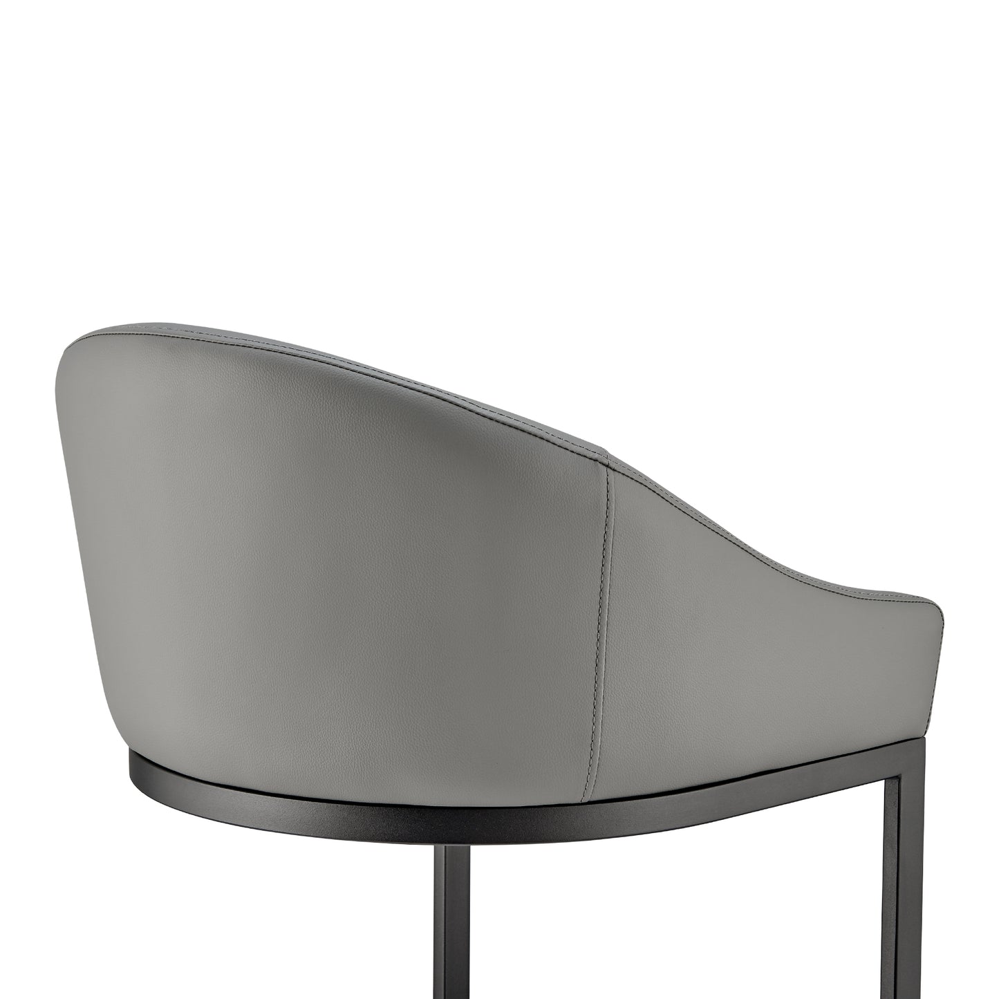 Atherik Bar Stool in Black Metal with Gray Faux Leather