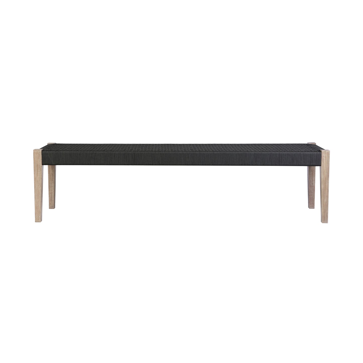 Camino Indoor Outdoor Dining Bench in Eucalyptus Wood and Charcoal Rope