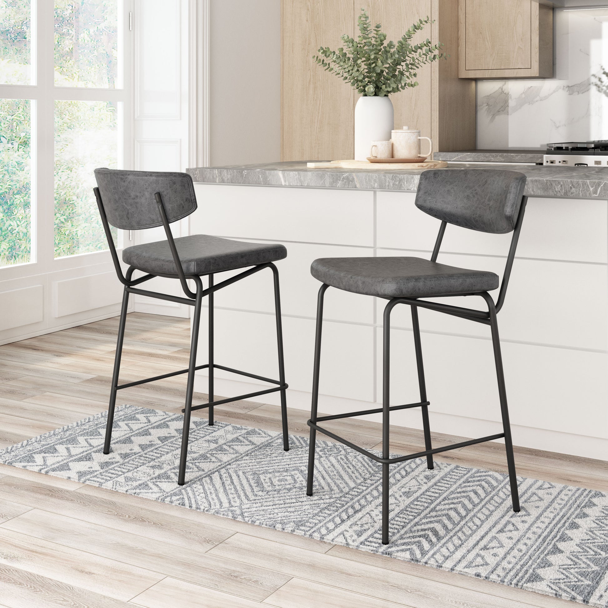 Charon Counter Stool (Set of 2) Vintage Black - 8