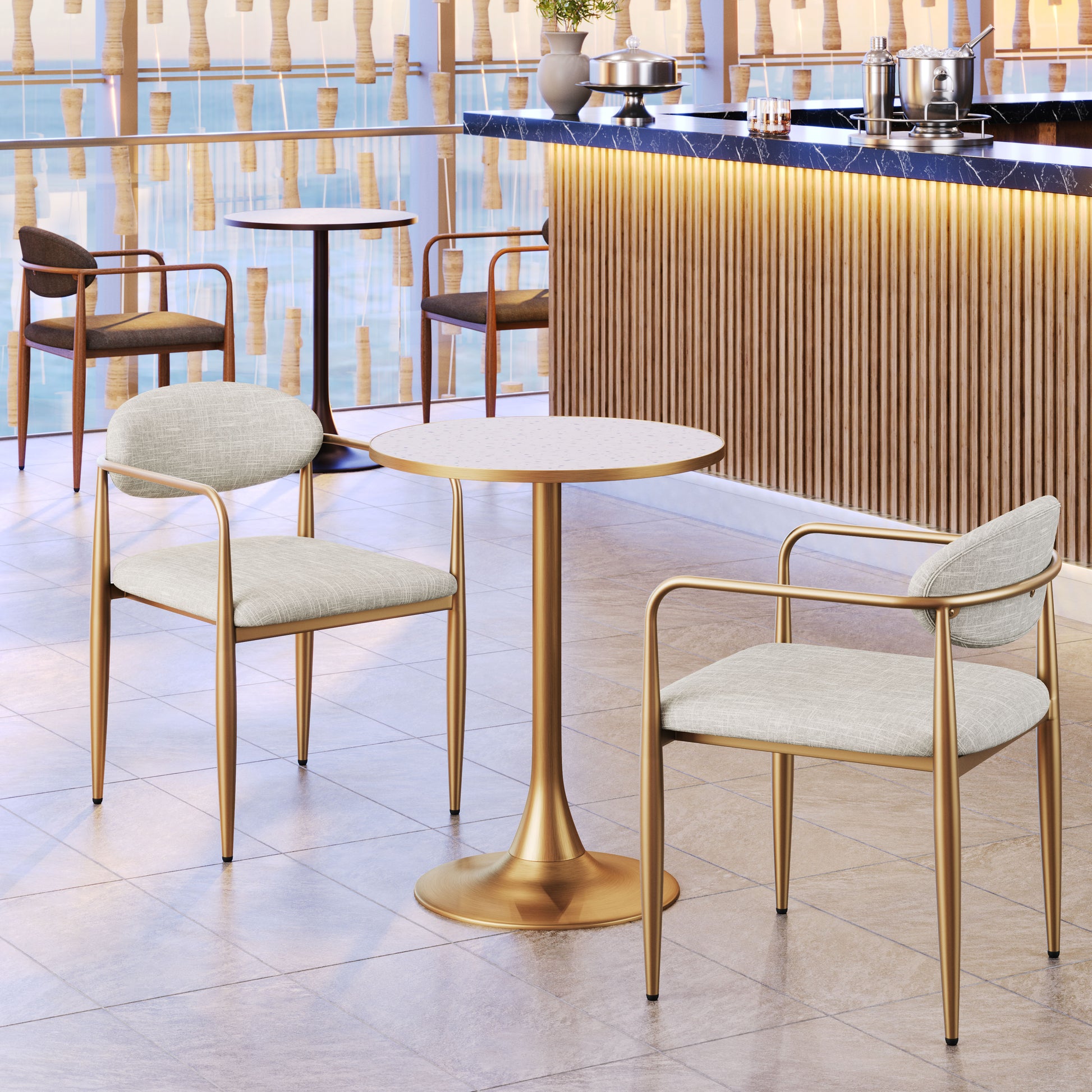 Bite Bistro Table Beige & Gold - 6