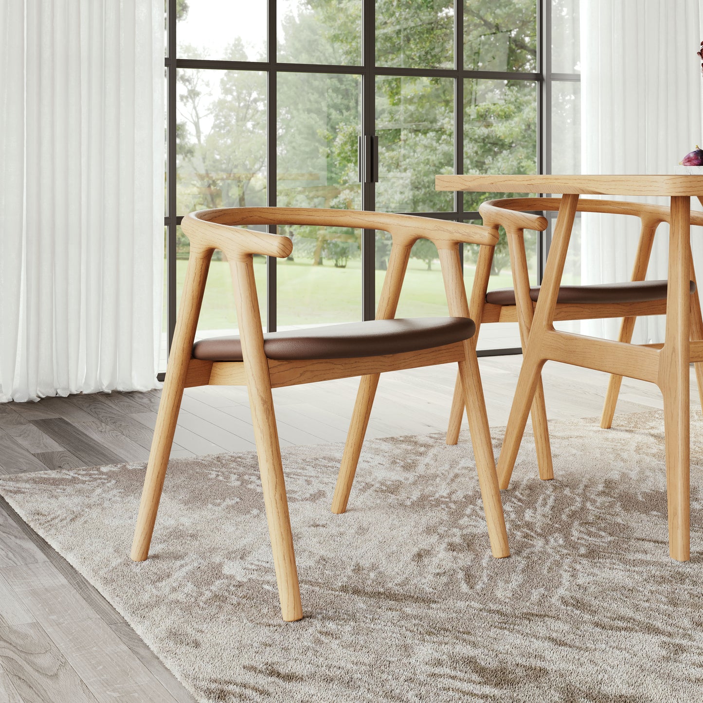 Peker Dining Chair (Set of 2) Brown & Natural - 9