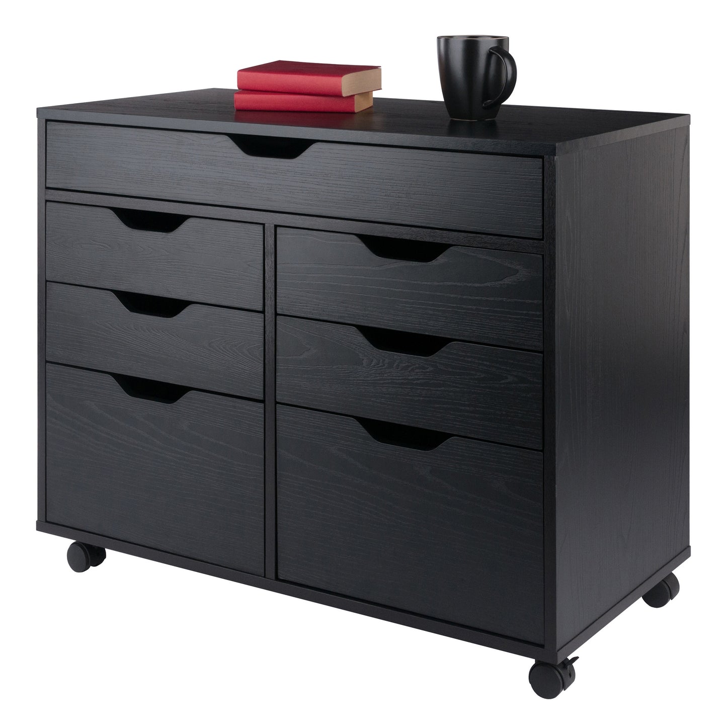 Halifax 5-Drawer Multi-Storage Mobile Cabinet, Black