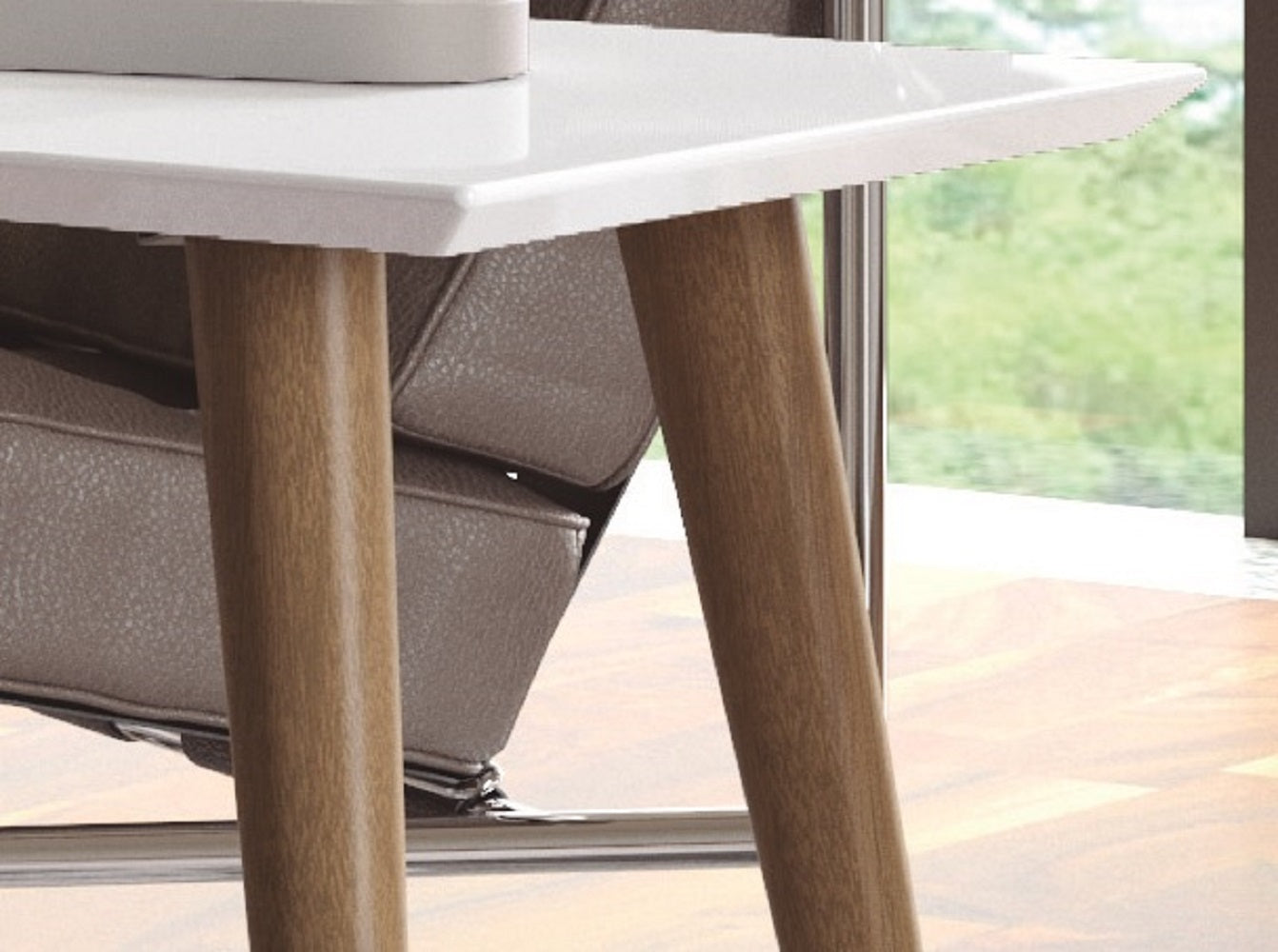 Manhattan Comfort Utopia 17.52" High Rectangle Coffee Table with Splayed Legs in White Gloss 89451